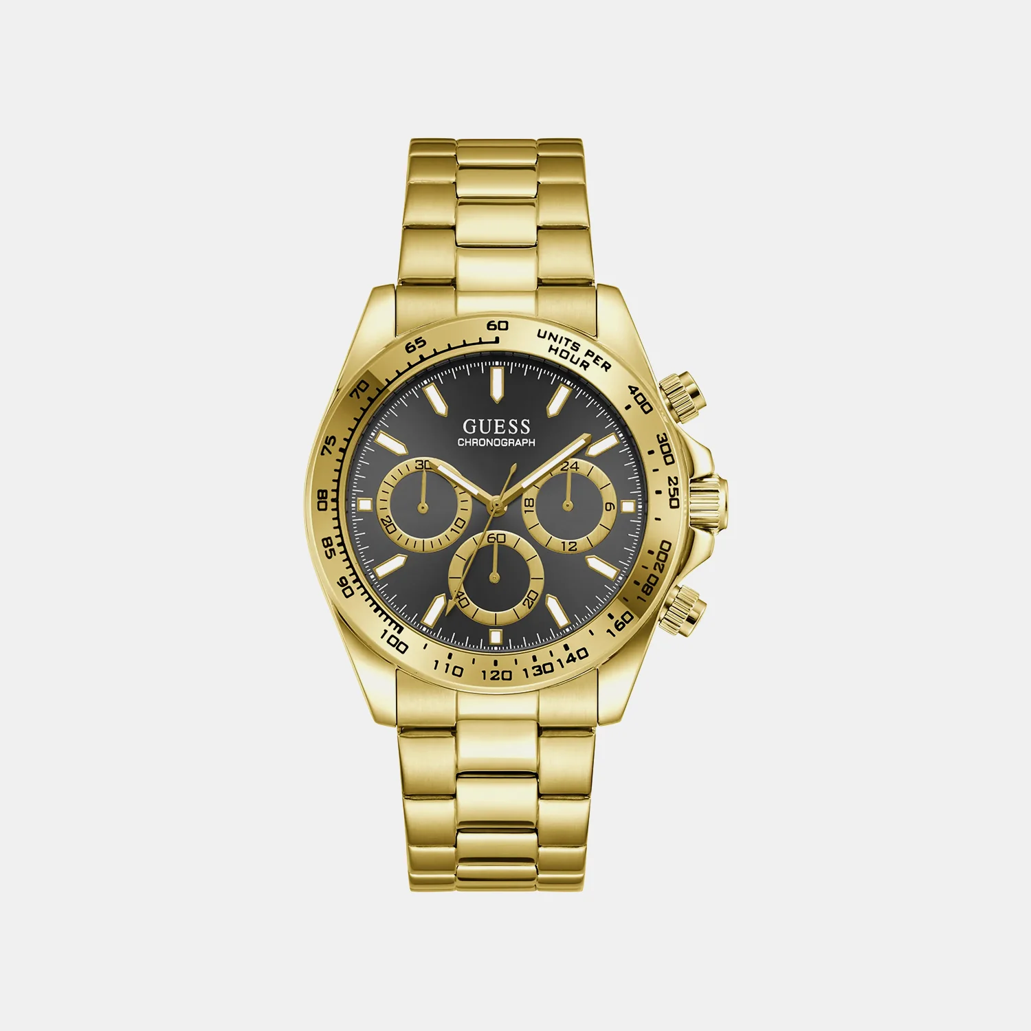 Men Quartz Black Dial Chronograph Stainless Steel Watch GW1058G2