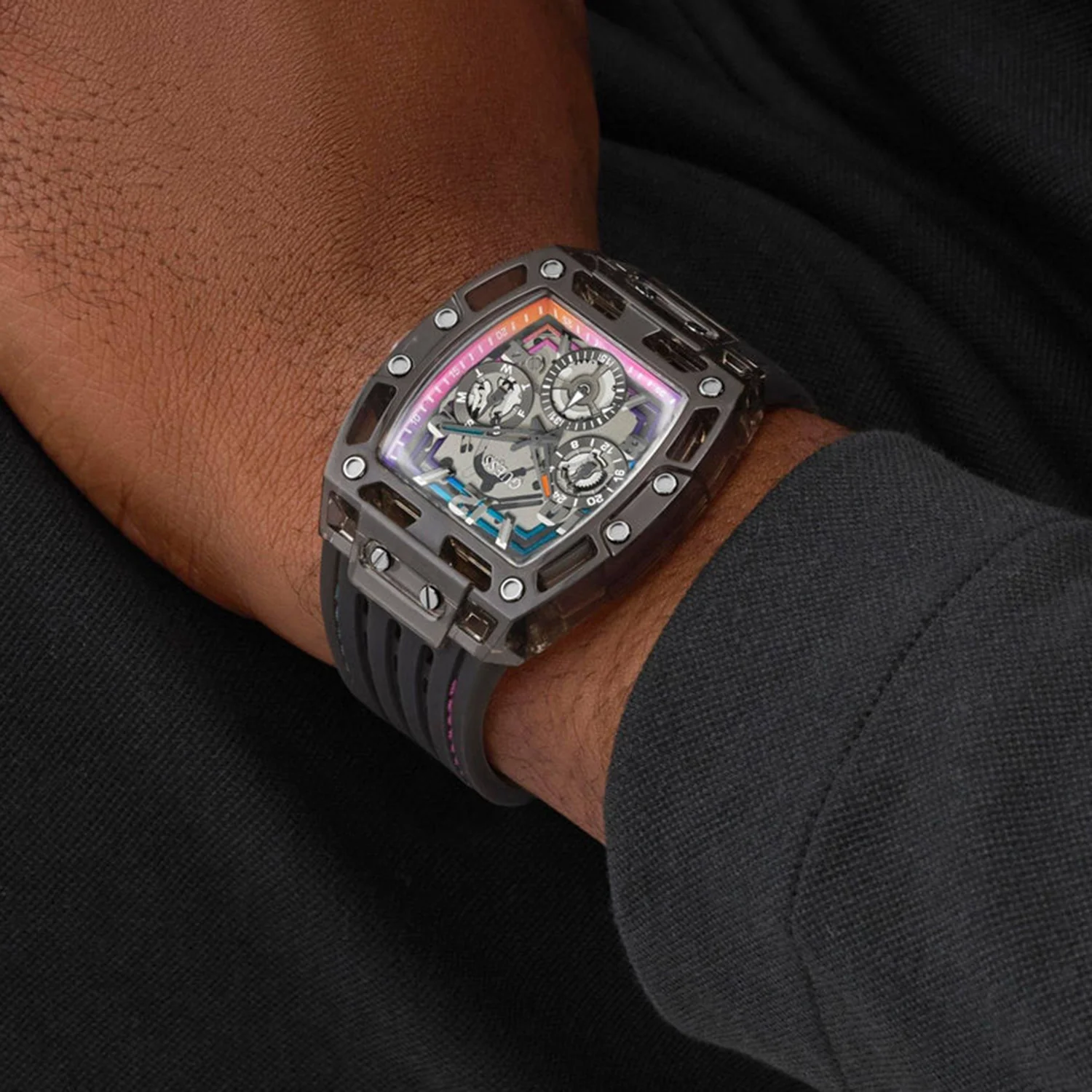 Men Quartz Black Dial Multi-function Silicone Watch GW0499G14 - Image 5