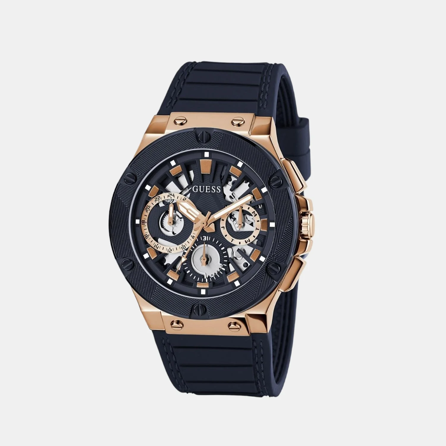 Men Quartz Blue Dial Analog Silicone Watch GW0487G4 - Image 2