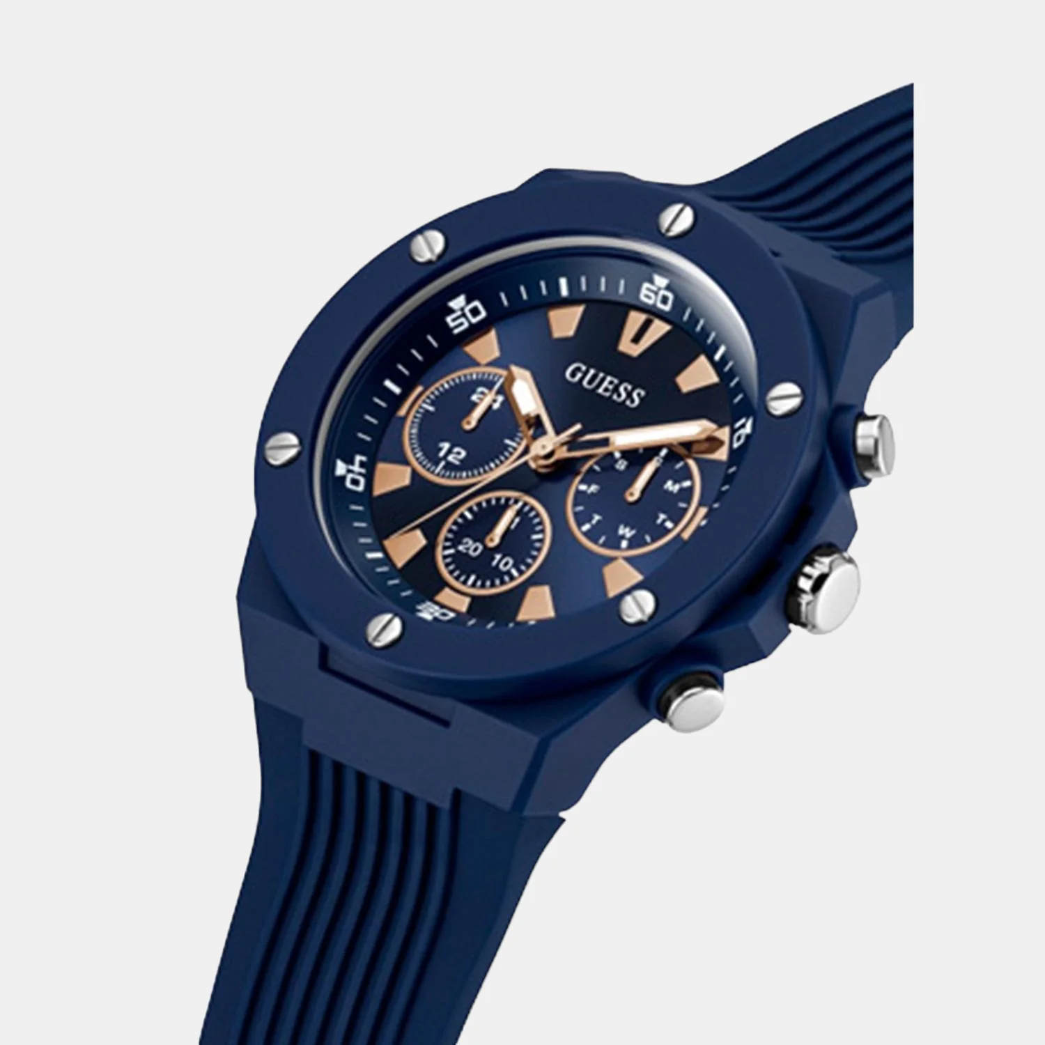 Men Quartz Blue Dial Chronograph Silicone Watch GW0268G3 - Image 5