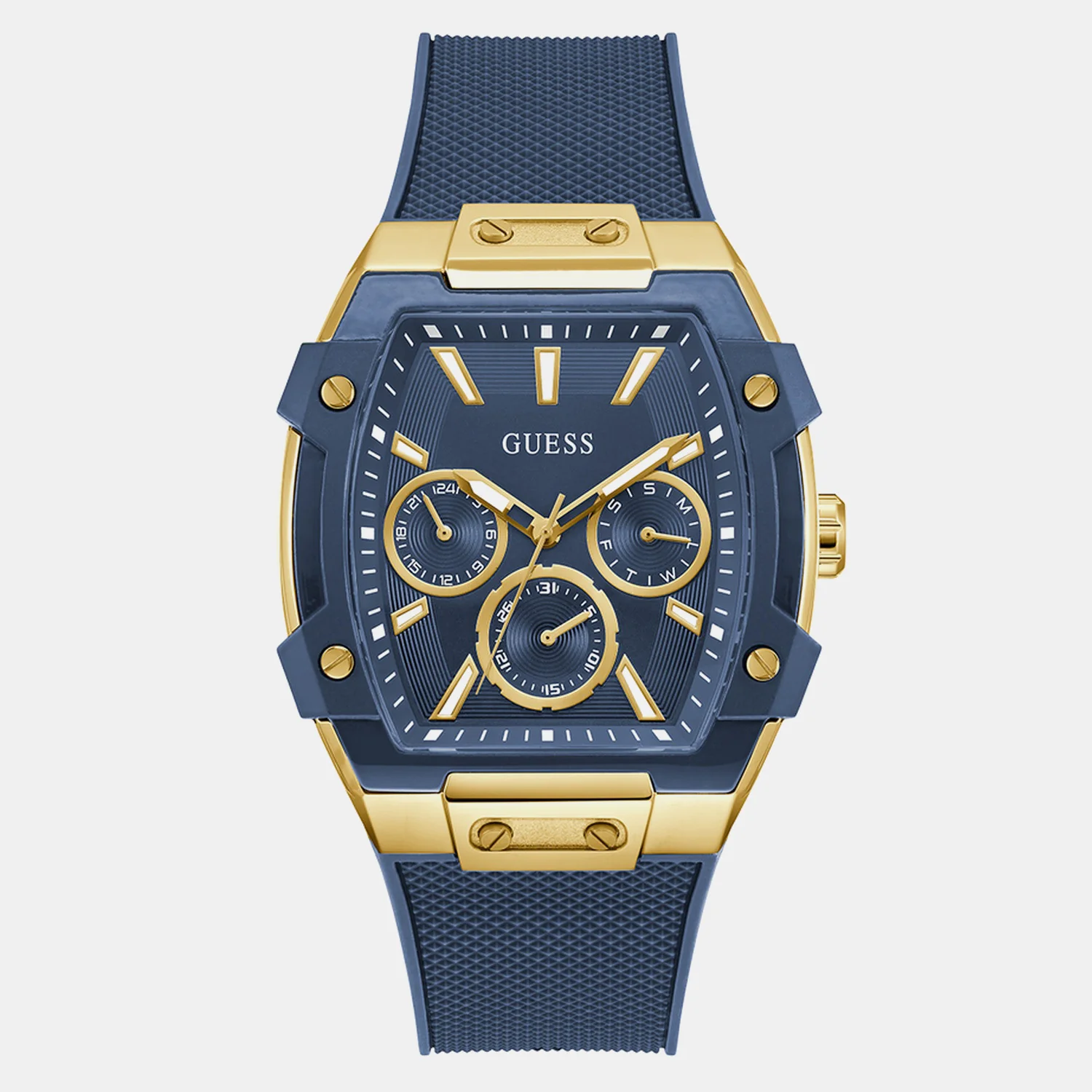 Men Quartz Blue Dial Multi-function Silicone Watch GW0956G5
