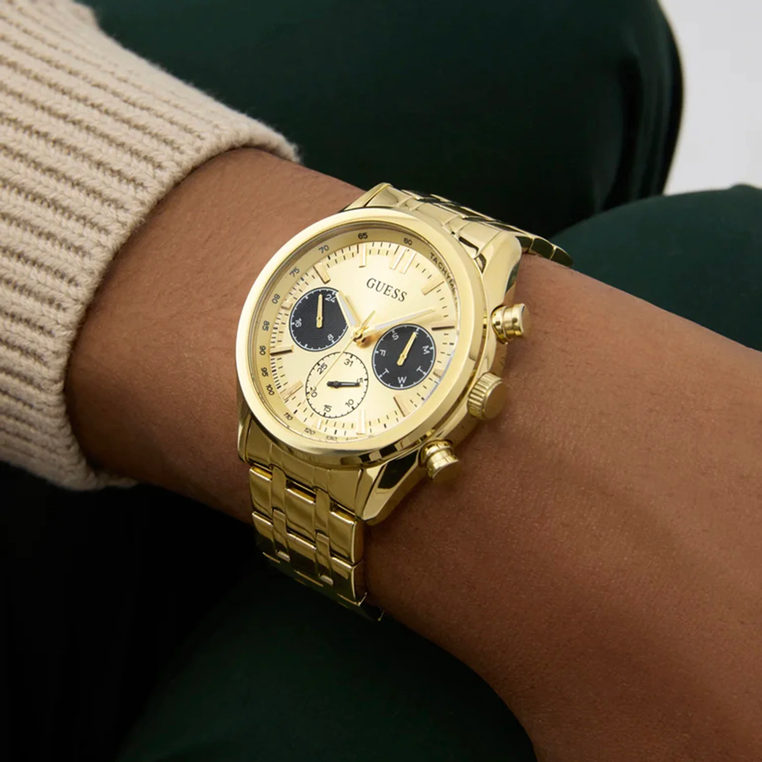 Men Quartz Champagne Dial Chronograph Stainless Steel Watch GW0971G2 - Image 6