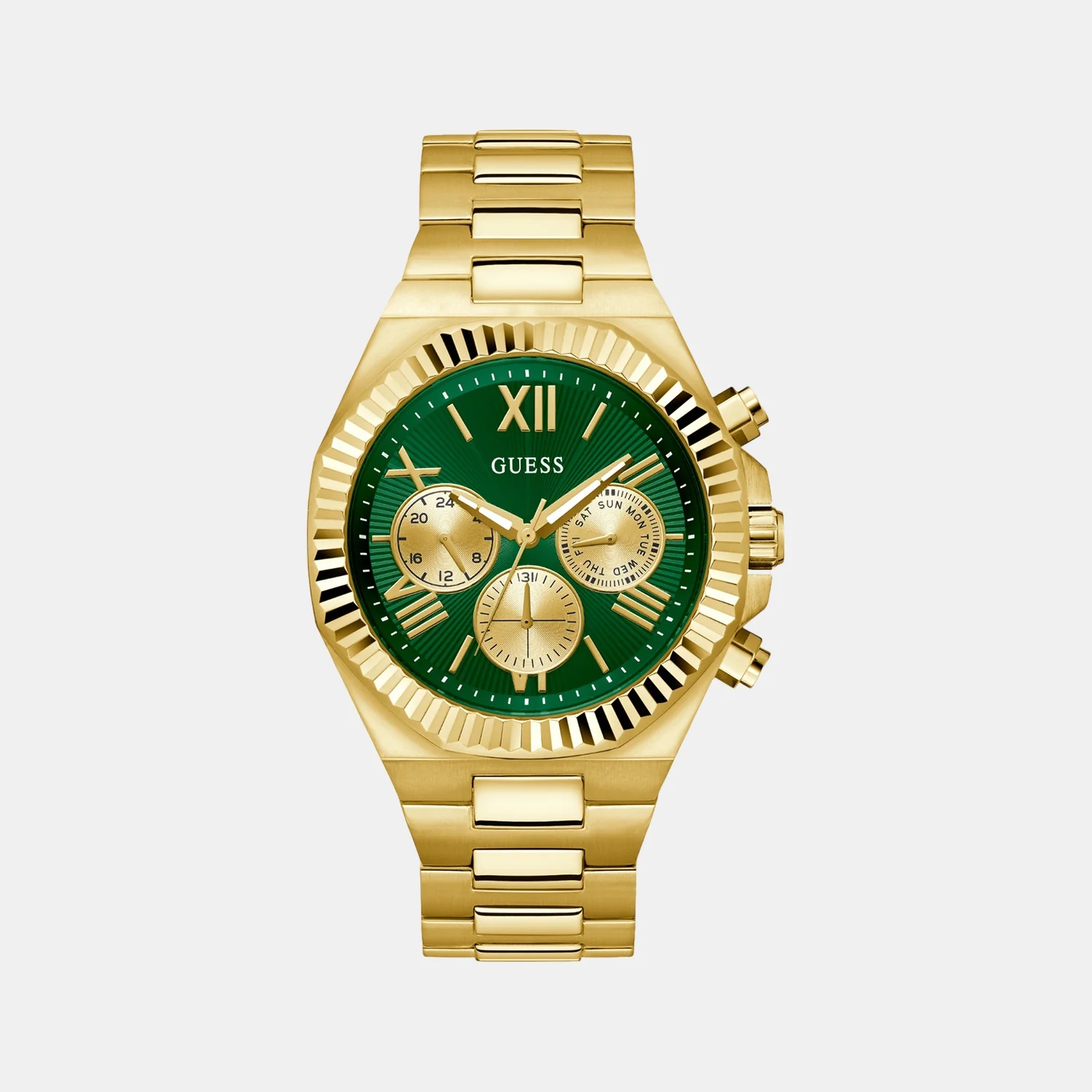 Men Quartz Green Dial Multi-Function Stainless Steel Watch GW0703G2