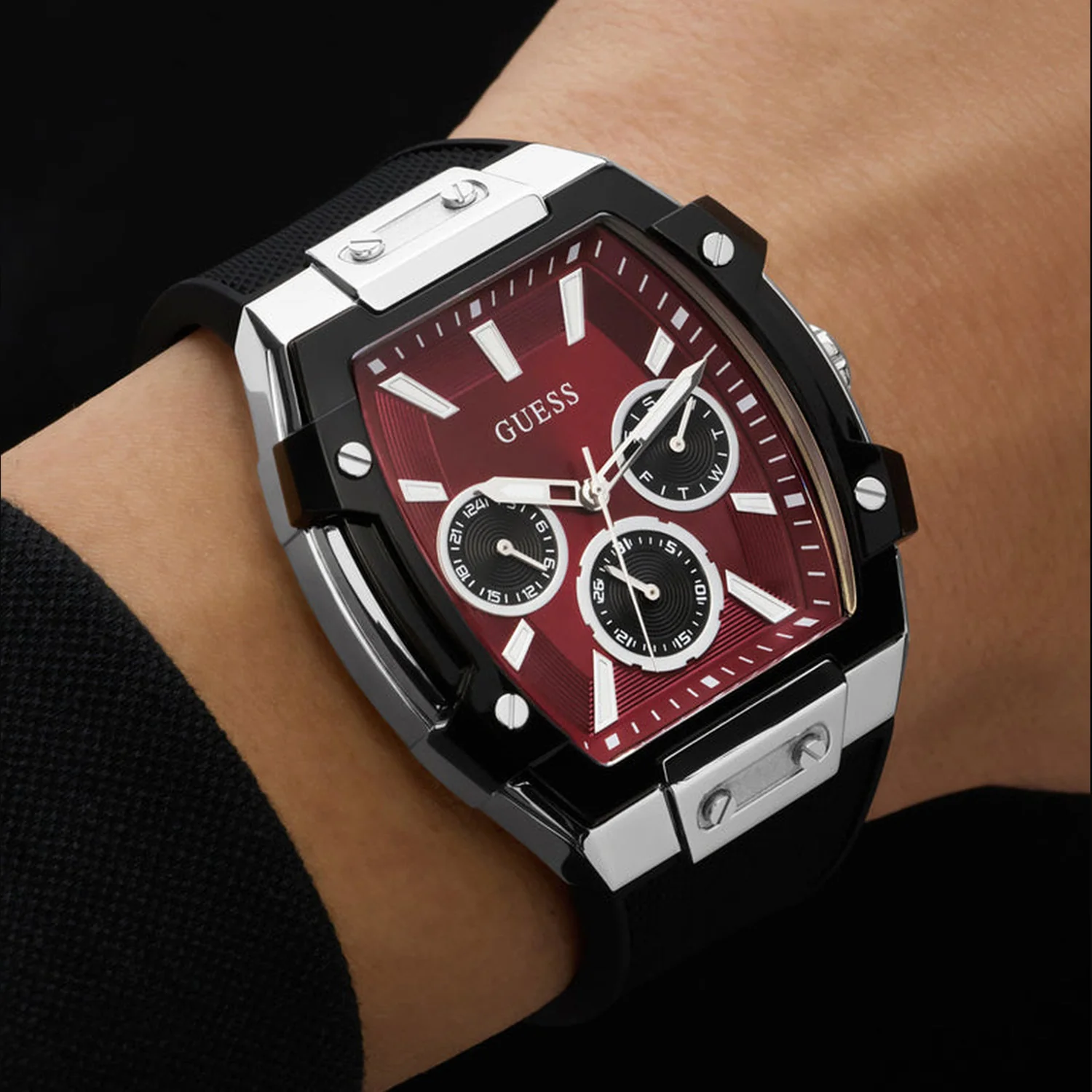 Men Quartz Red Dial Multi-Function Silicone Watch GW0956G1 - Image 7