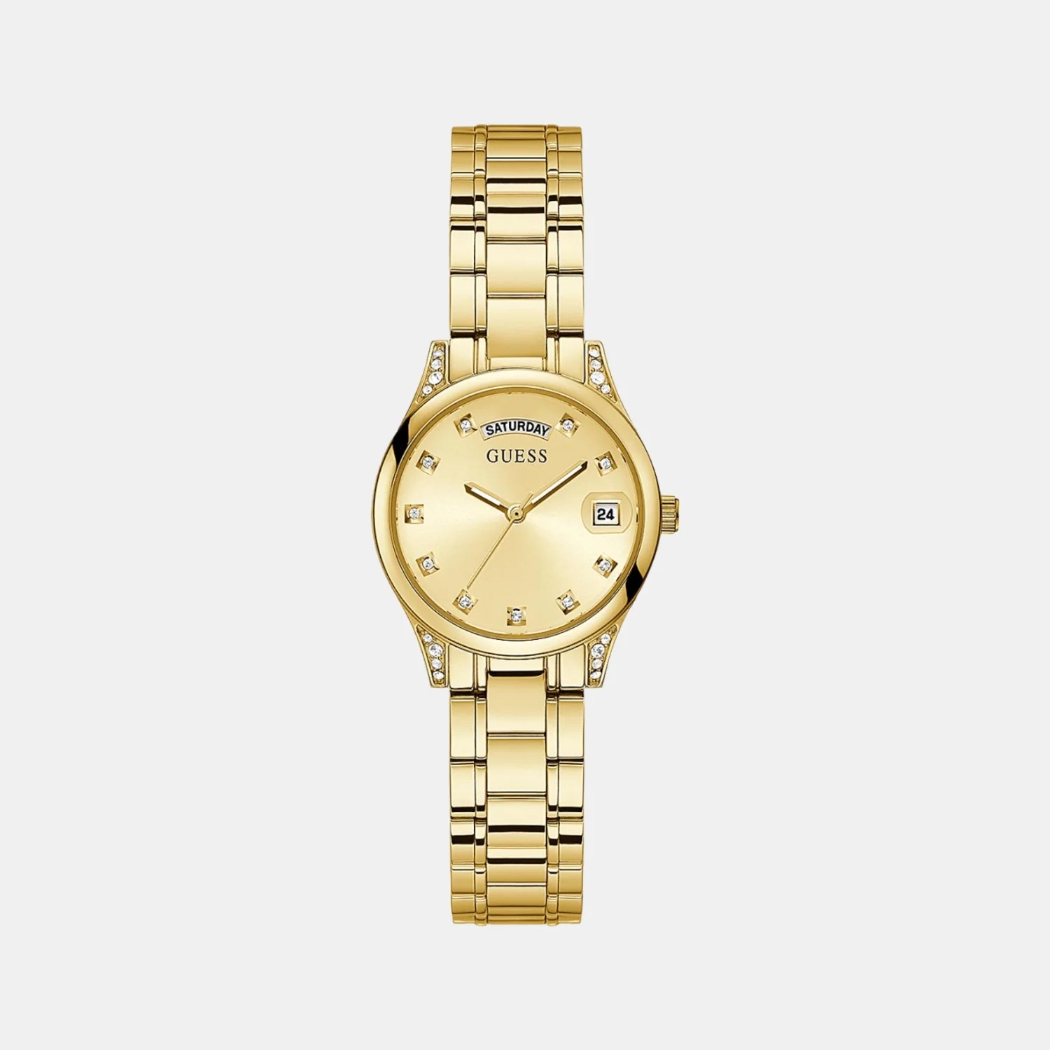 Mini Aura Women Quartz Gold Dial Analog Stainless Steel Watch GW0385L2