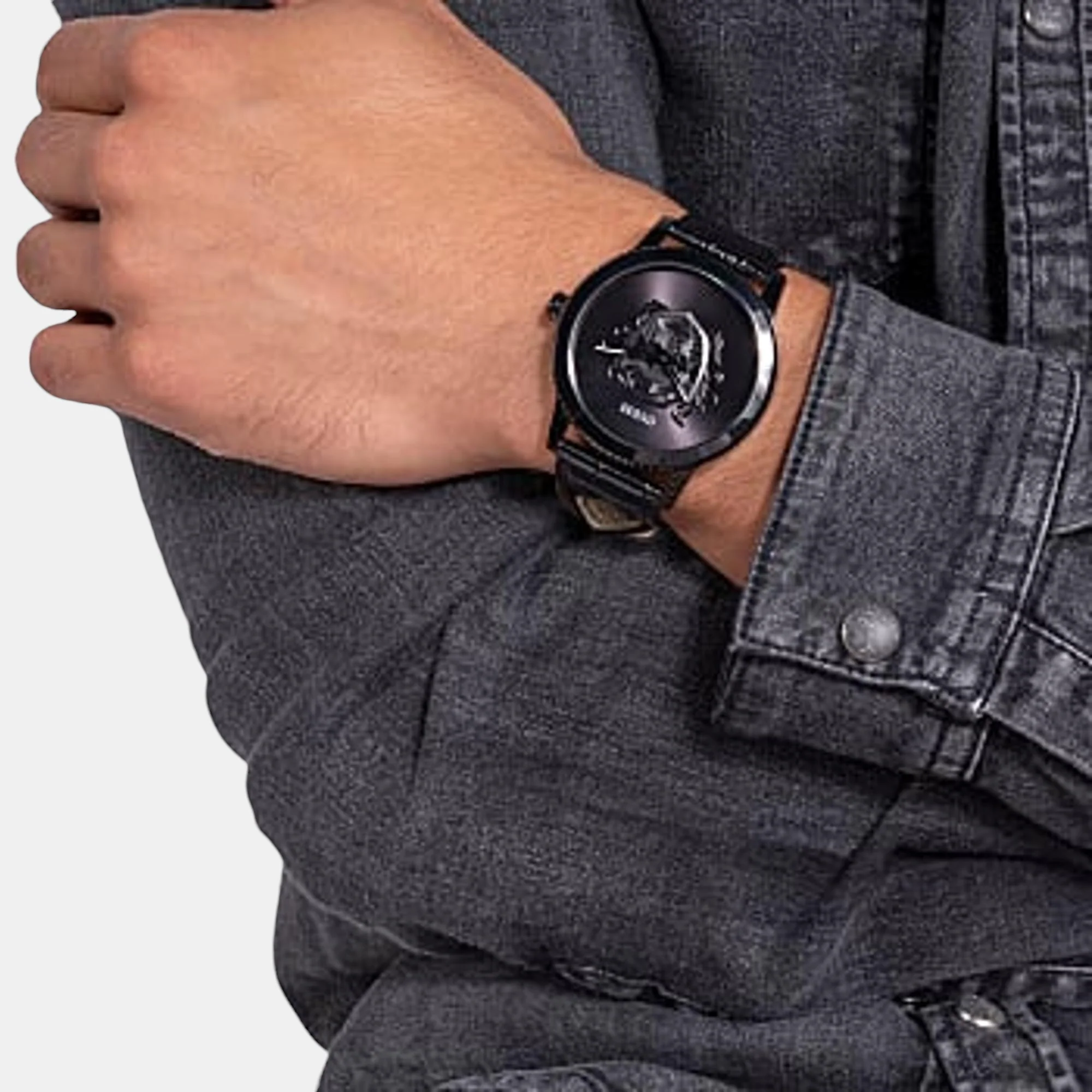Monarch Men Quartz Black Dial Analog Leather Watch GW0566G2 - Image 4