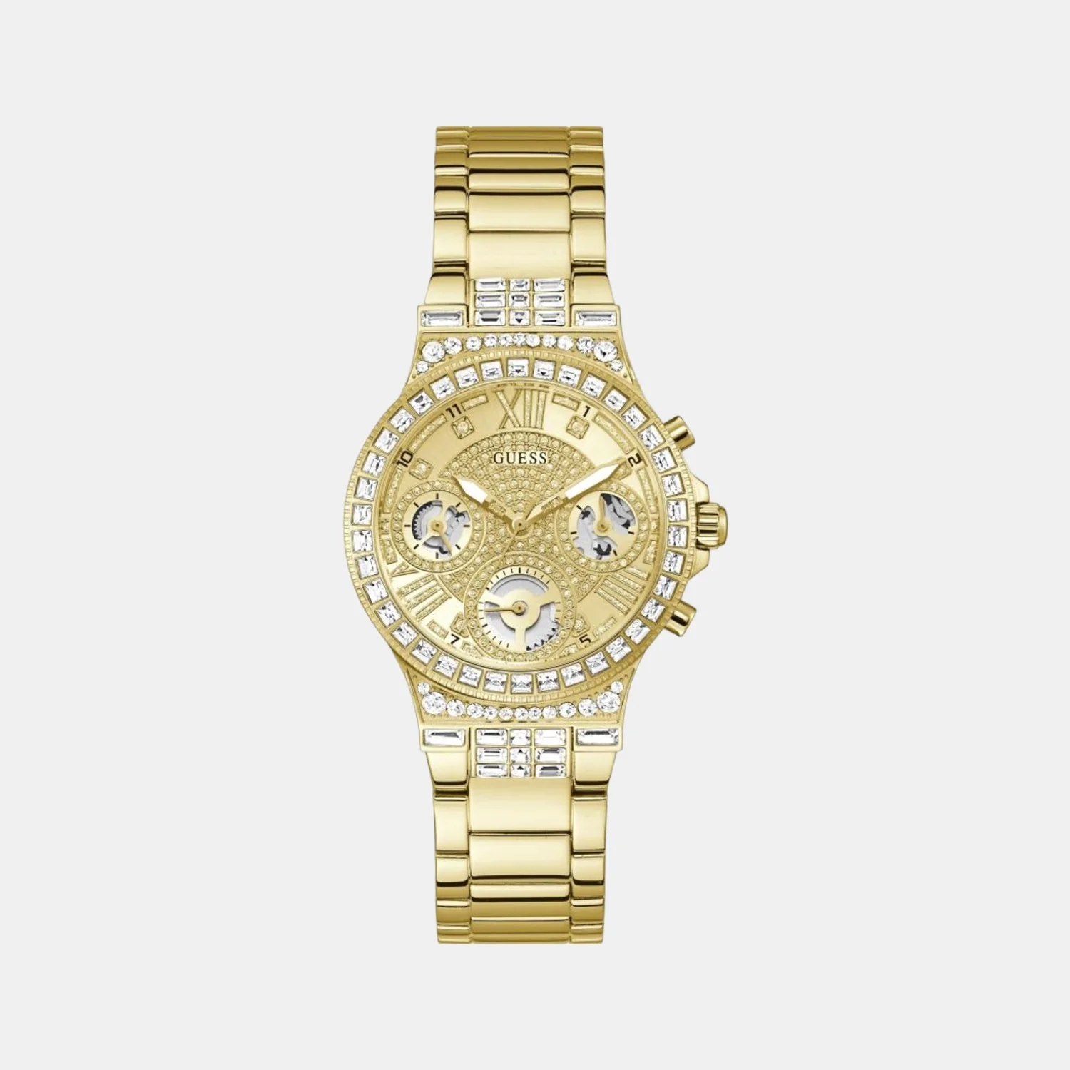 Moonlight Women Quartz Gold Dial Analog Stainless Steel Watch GW0320L2