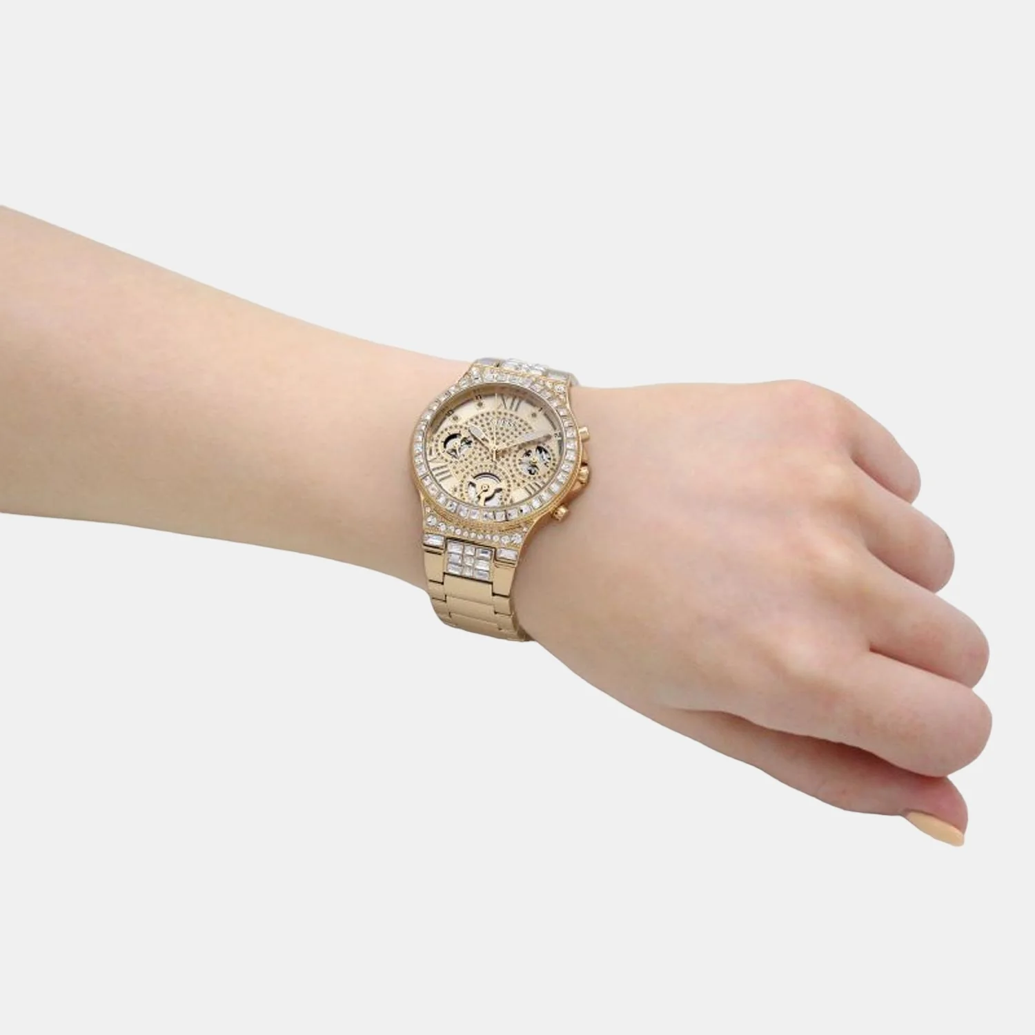 Moonlight Women Quartz Gold Dial Analog Stainless Steel Watch GW0320L2 - Image 6