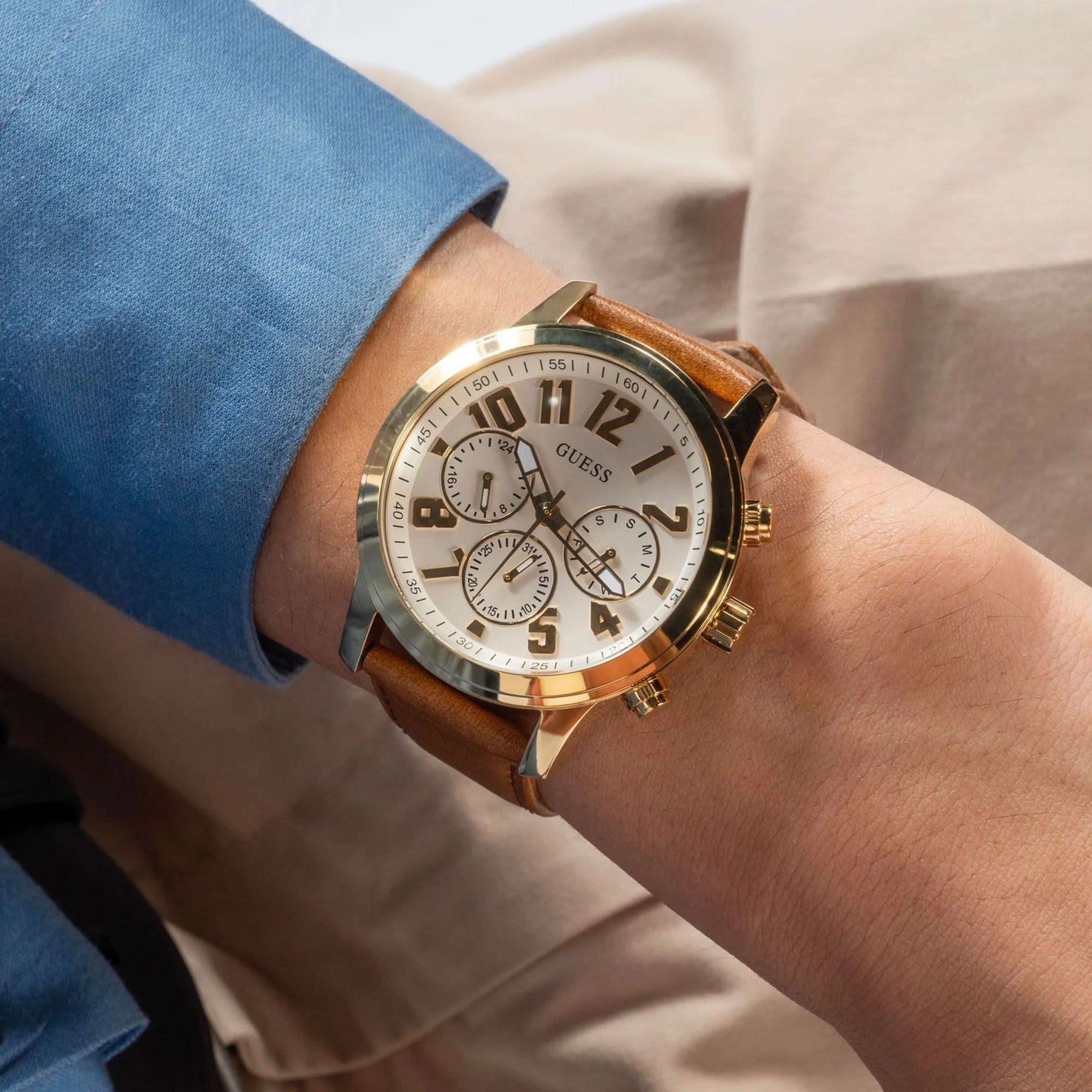 Parker Men Quartz White Dial Chronograph Leather Watch GW0709G2 - Image 5