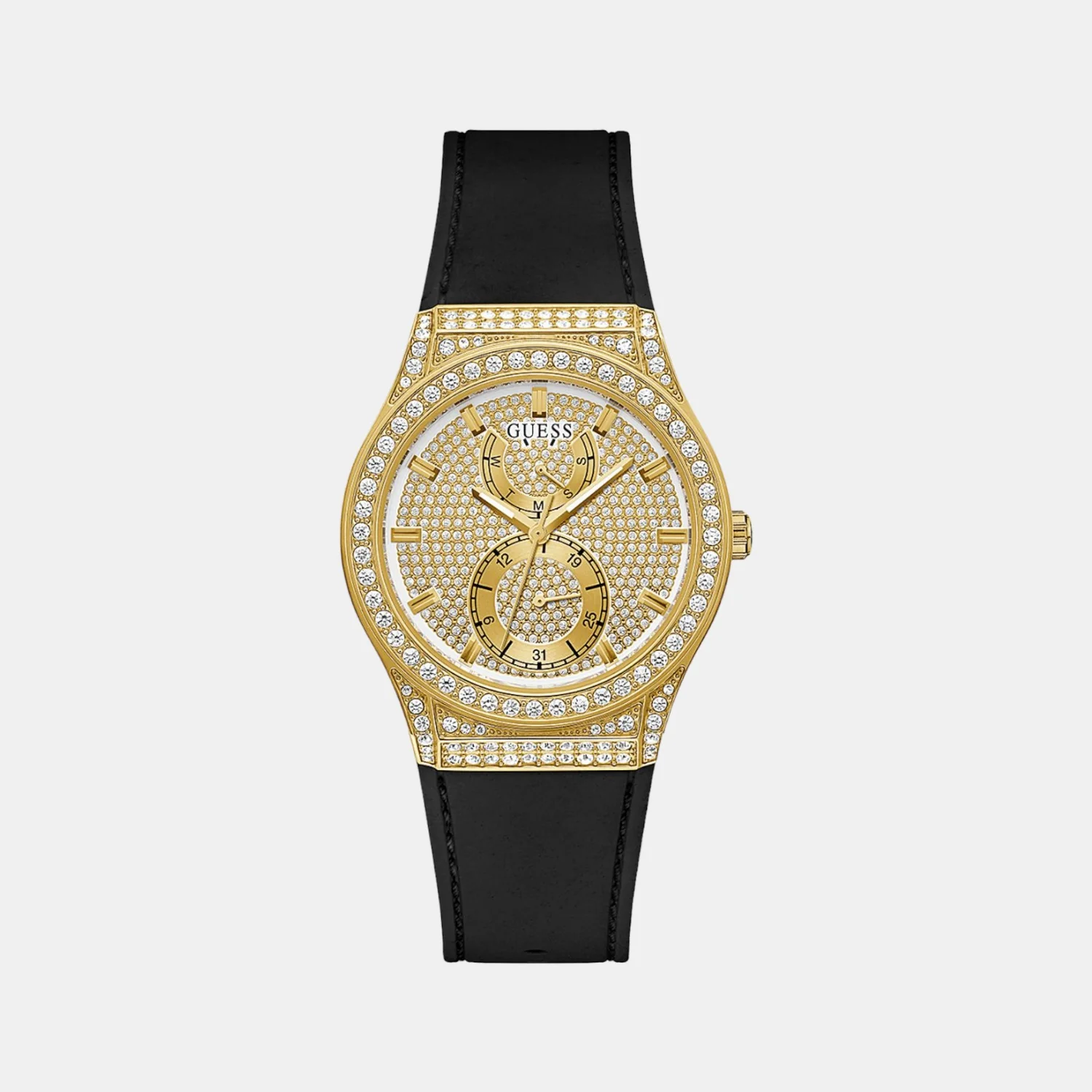 Princess Women Quartz Gold Dial Analog Silicone Watch GW0439L2