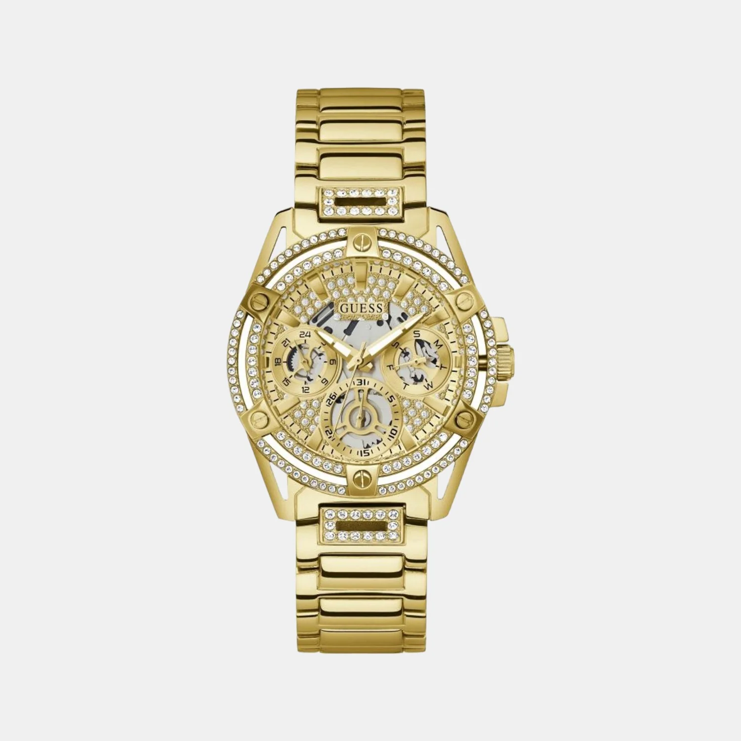 Queen Women Quartz Gold Dial Analog Stainless Steel Watch GW0464L2