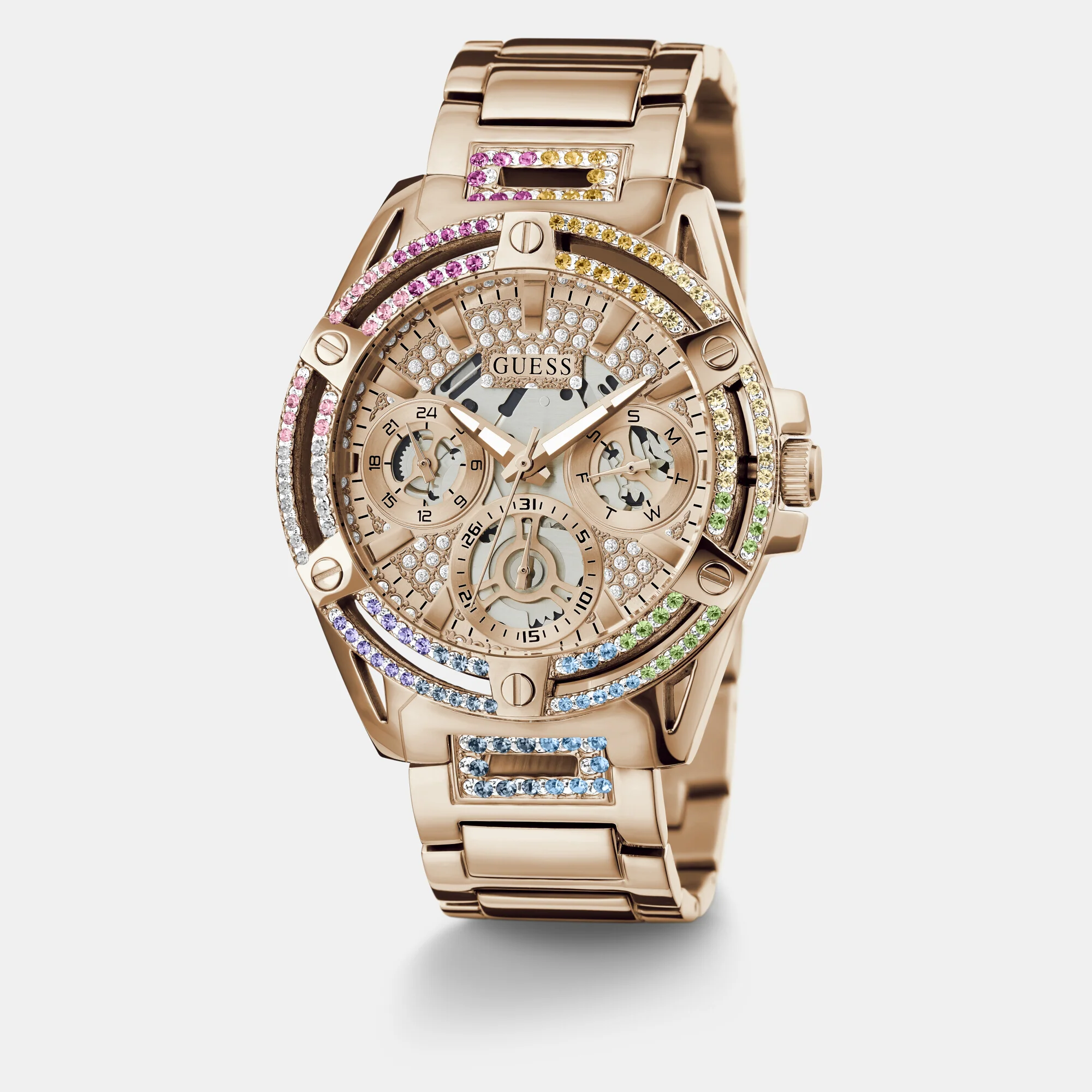 Queen Women Quartz Rose Gold Dial Chronograph Stainless Steel Watch GW0464L5 - Image 2