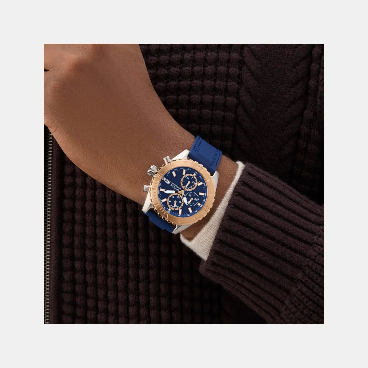 Sport Men Quartz Blue Dial Chronograph Silicone Watch GW0967G4 - Image 8
