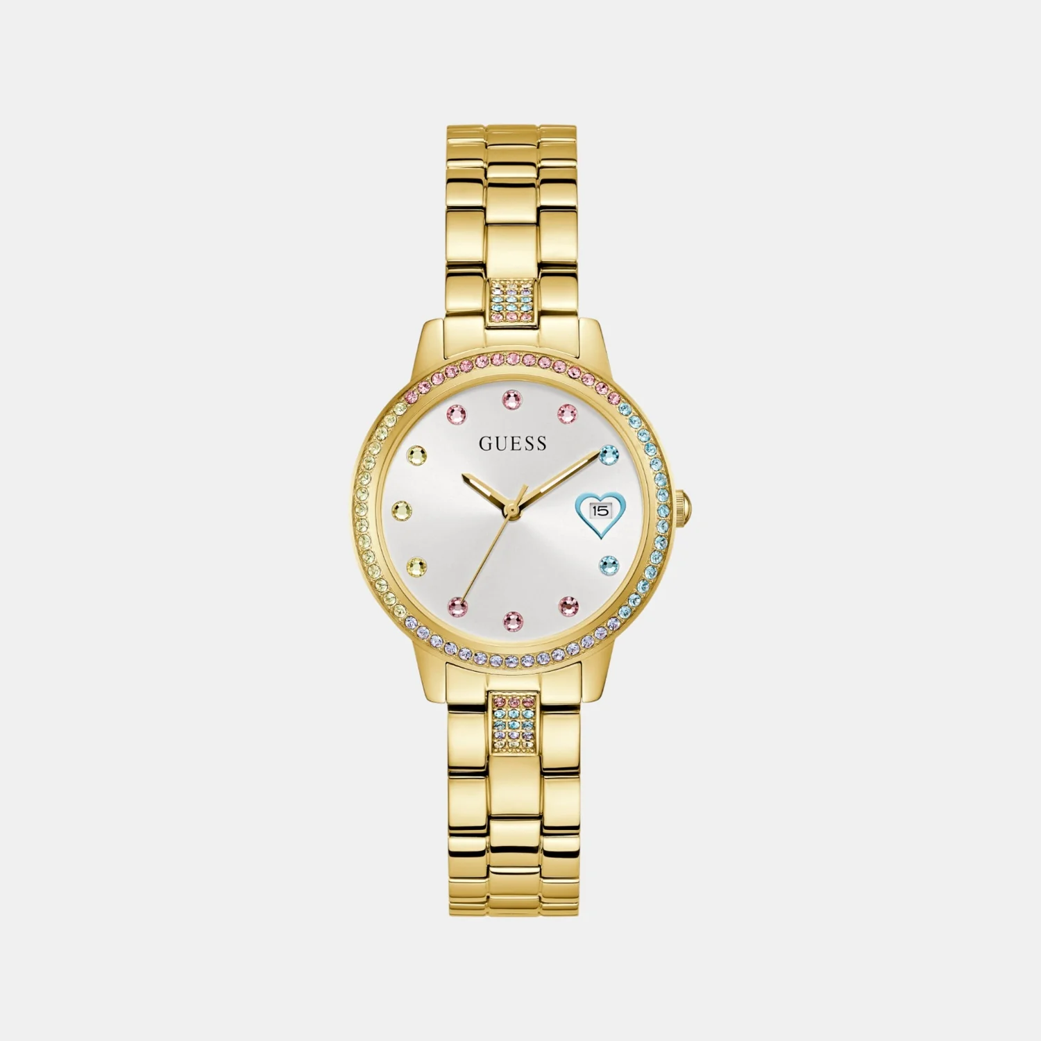 Three of hearts Women Quartz White Dial Analog Stainless Steel Watch GW0657L2
