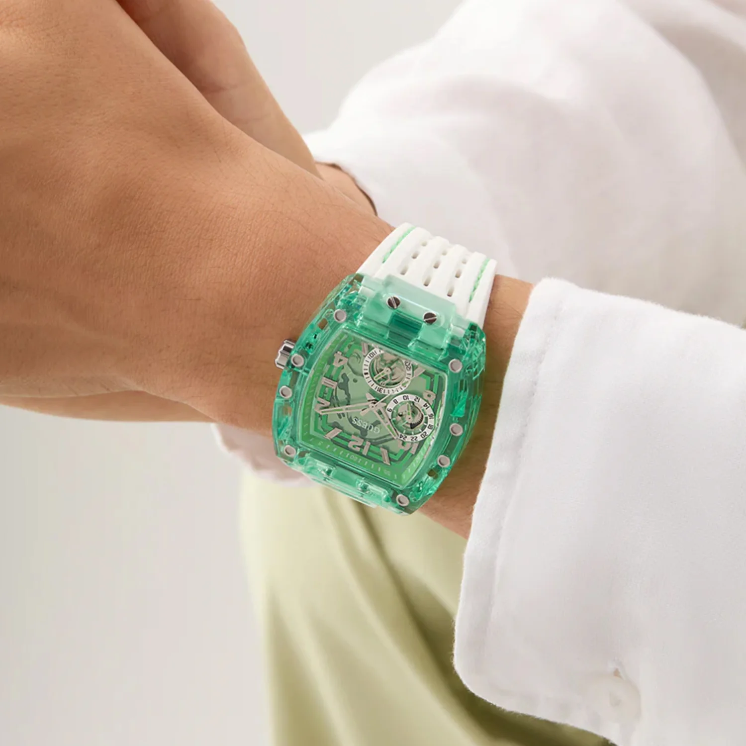 Trend Men Quartz Green Dial Multi-Function Silicone Watch GW0499G10 - Image 5