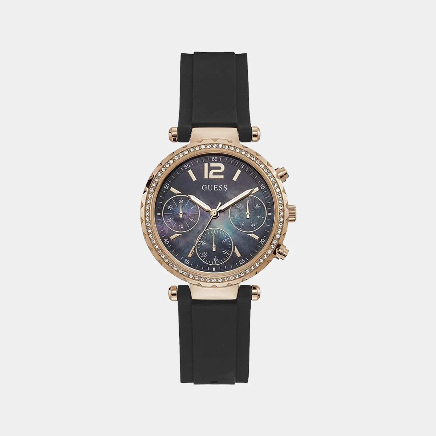 Women Quartz Black Dial Chronograph Silicone Watch GW0113L2