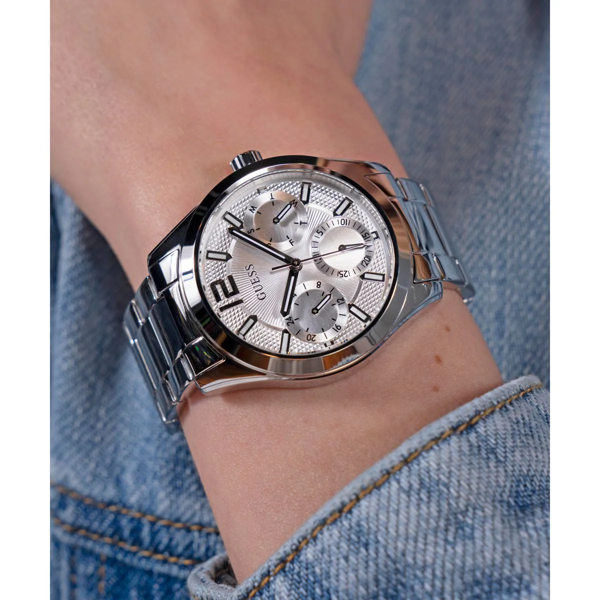 Zoe Women Quartz Silver Dial Multi-Function Stainless Steel Watch GW0760L1 - Image 7