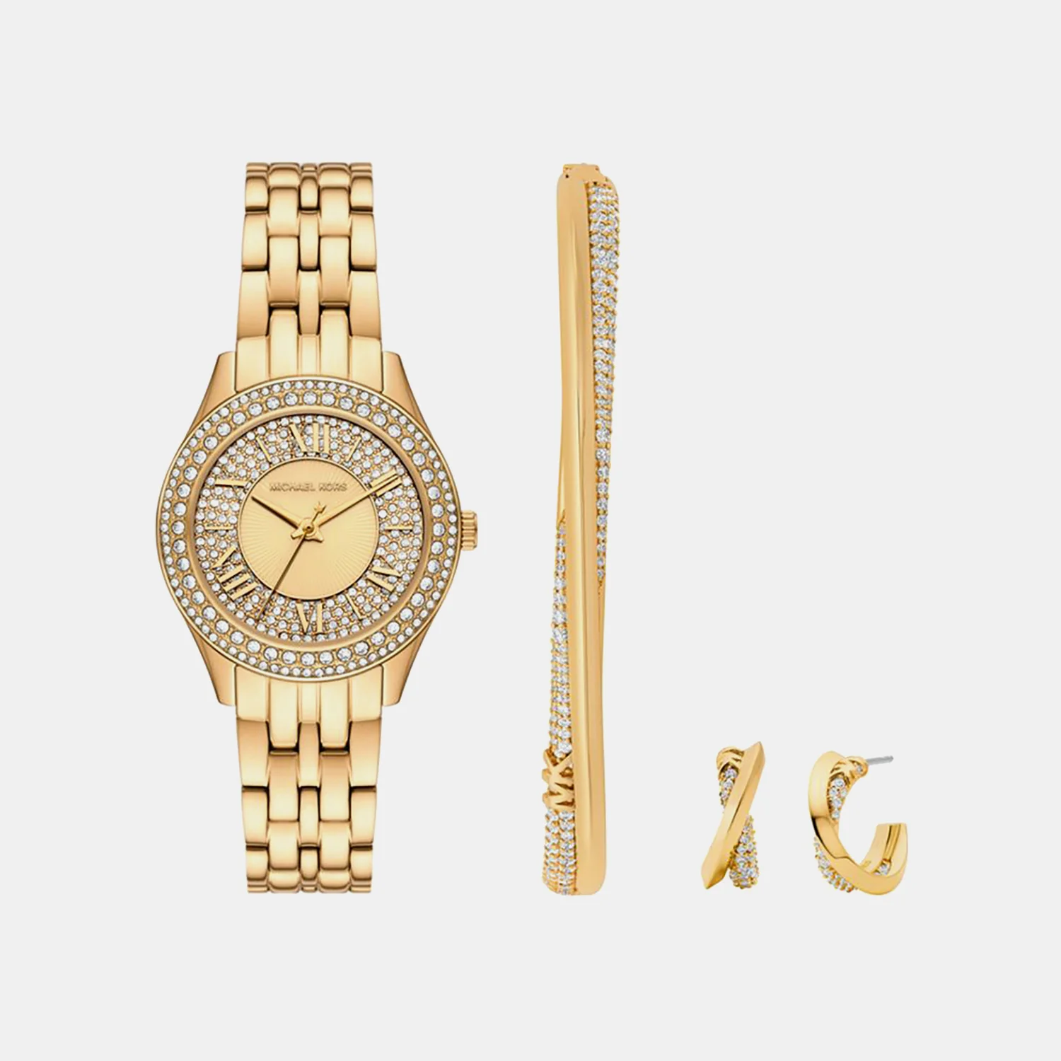 Harlowe Women Quartz Gold Dial Analog Stainless Steel Watch MK4974SET