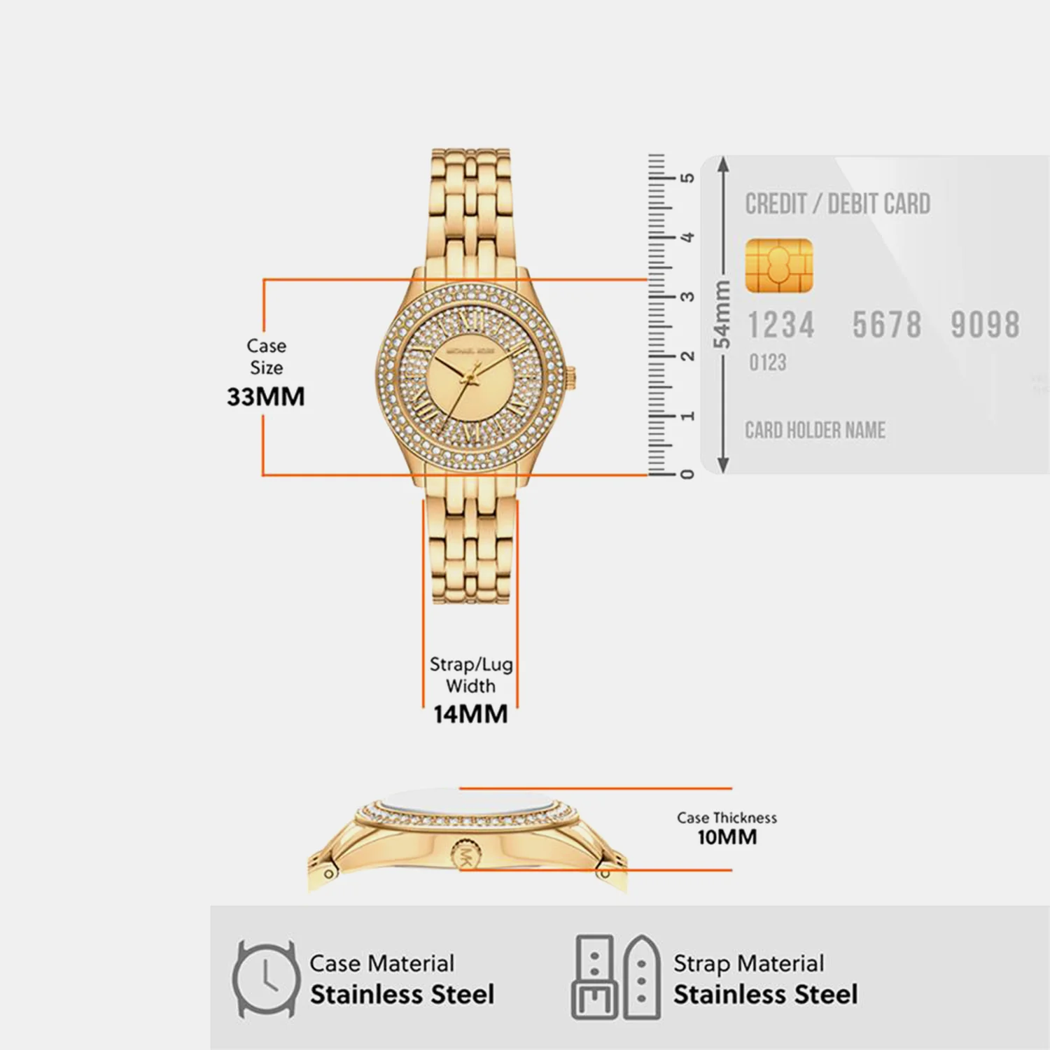 Harlowe Women Quartz Gold Dial Analog Stainless Steel Watch MK4974SET - Image 4