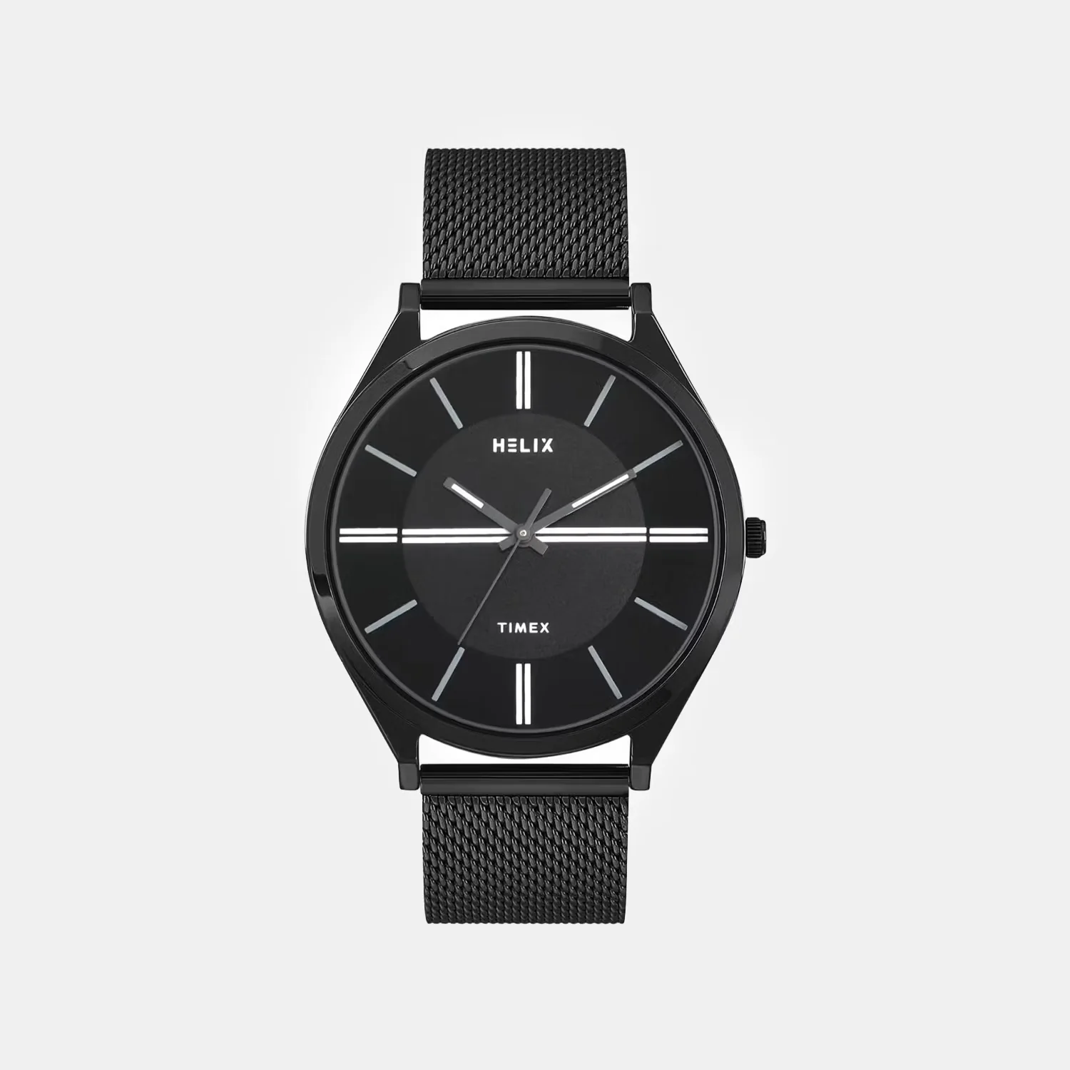 Men Quartz Black Dial Analog Mesh Watch TW060HG09T