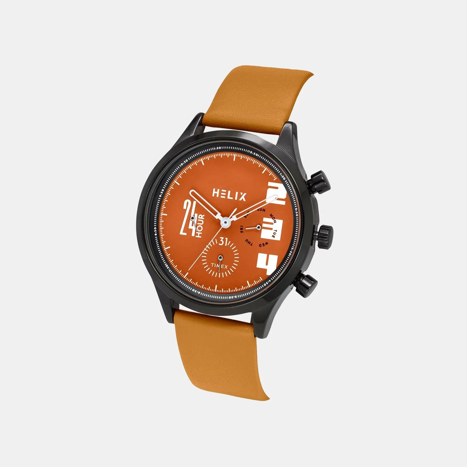 Men Quartz Orange Dial Multi-Function Leather Watch TW003HG27 - Image 2