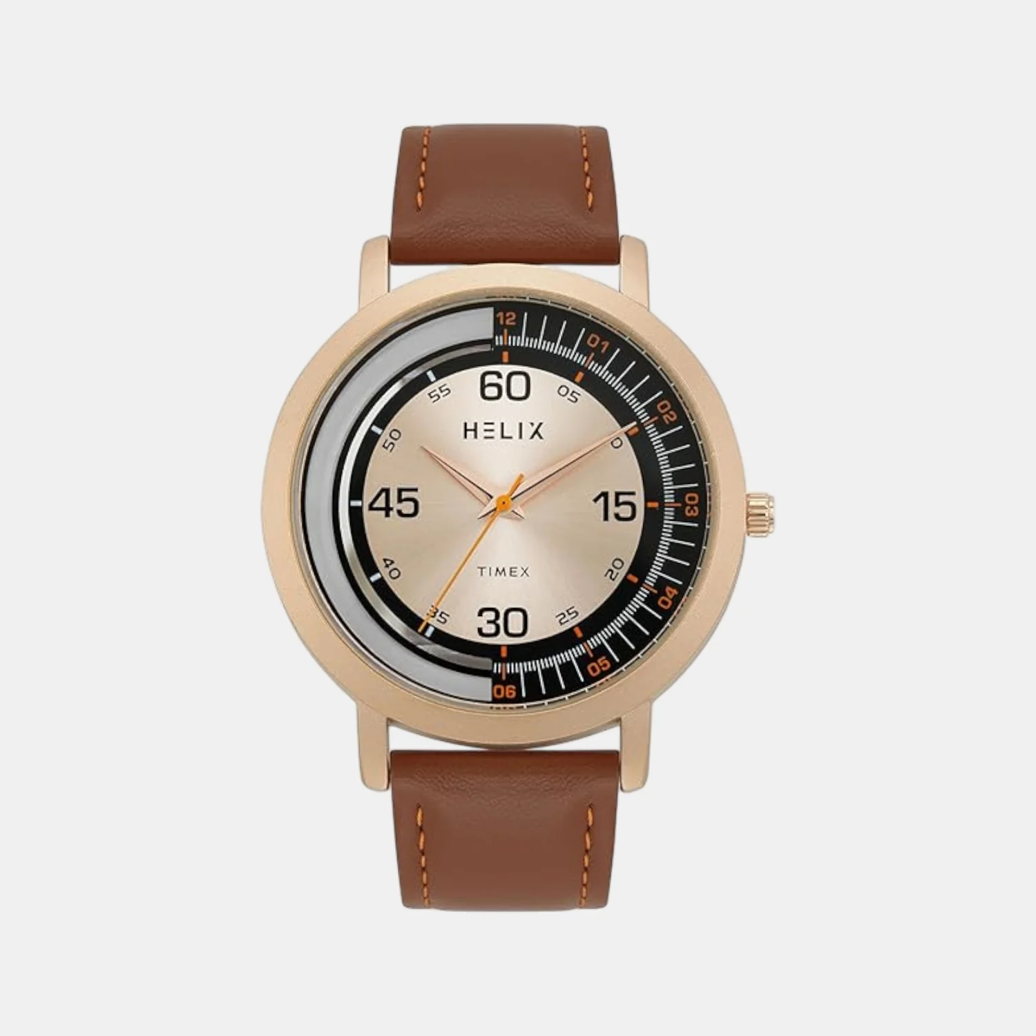Men Quartz Rose Gold Dial Analog Leather Watch TW063HG00T - Image 2
