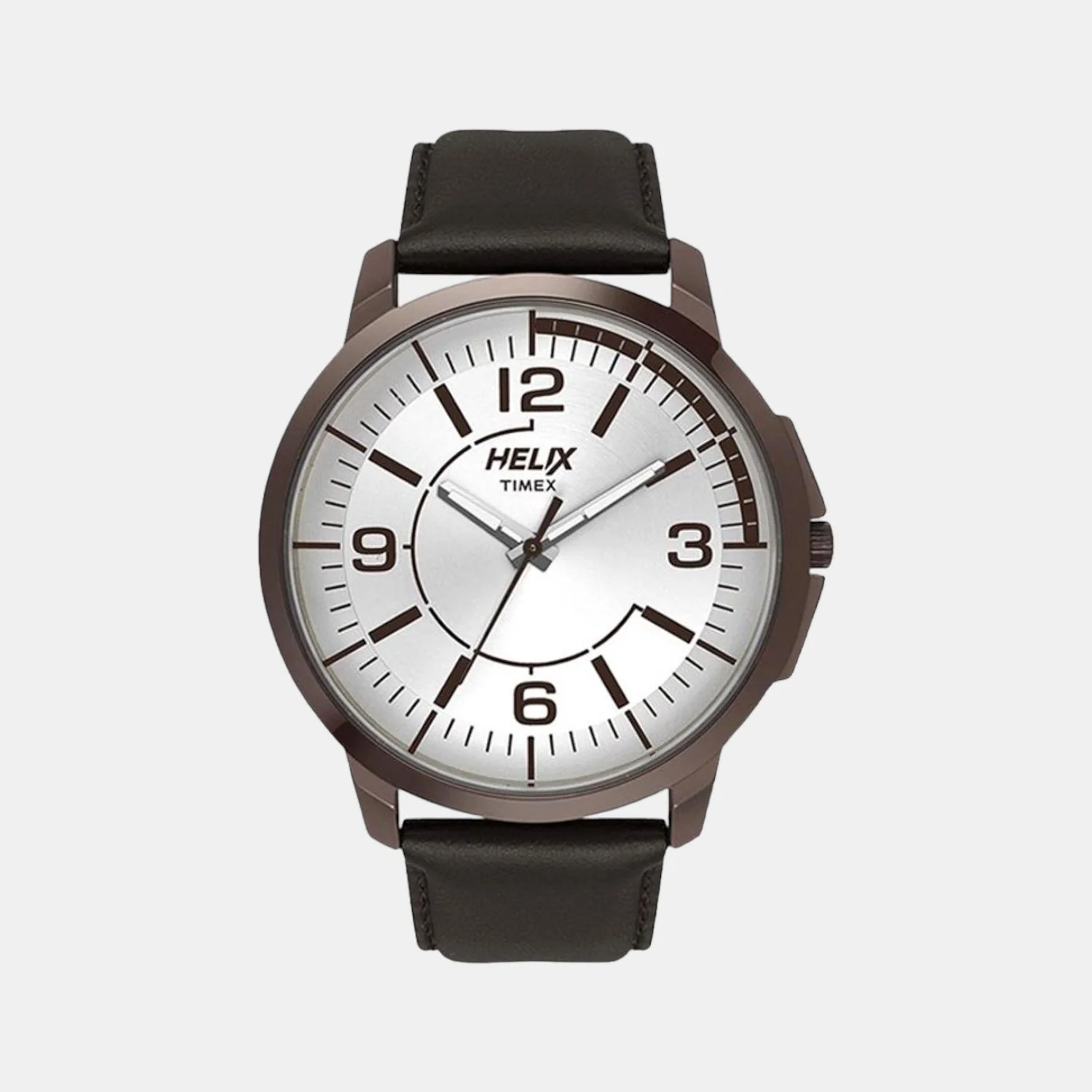 Men Quartz Silver Dial Analog Leather Watch TW027HG17