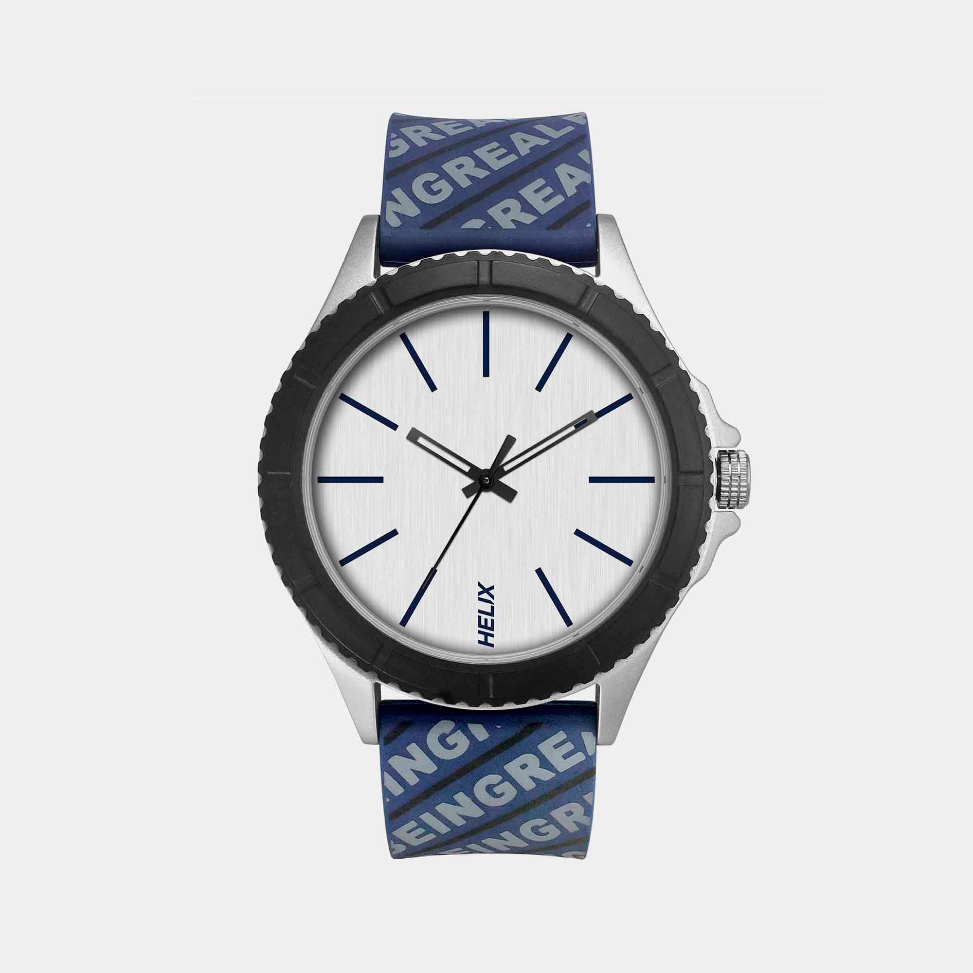 Men Quartz Silver Dial Analog Silicone Watch TW033HG23 - Image 2