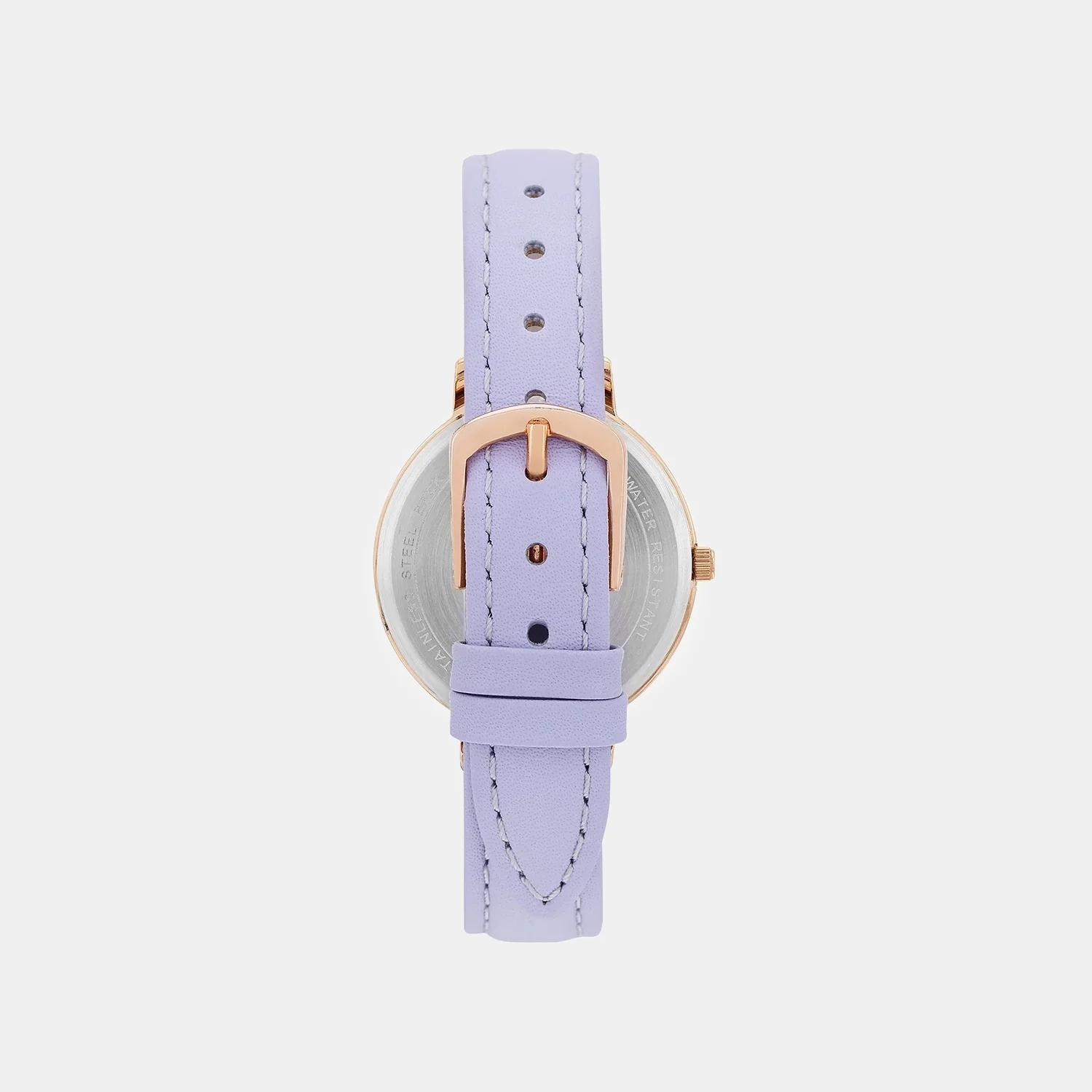 Women Quartz Lavender Dial Analog Leather Watch TW056HL02 - Image 3