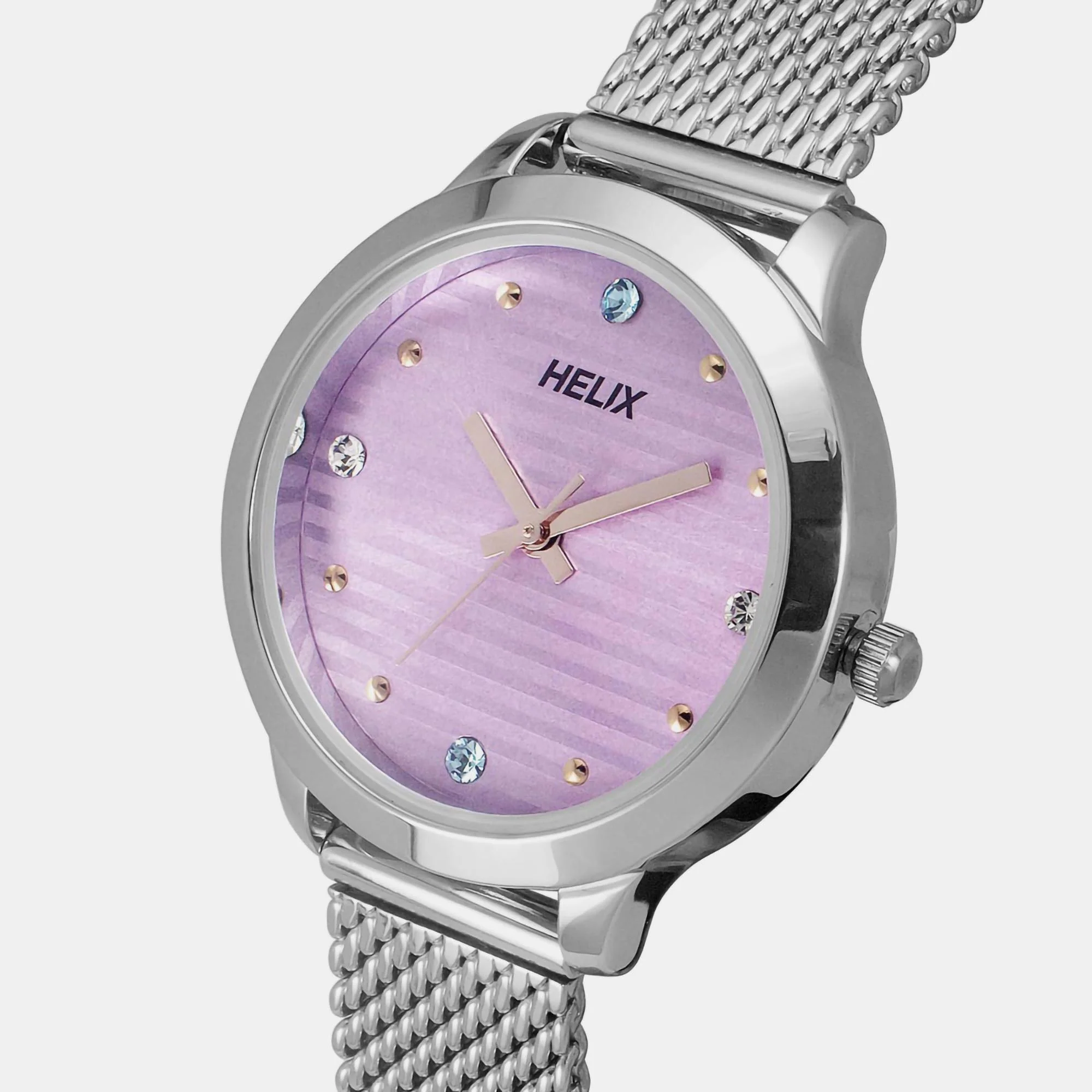 Women Quartz Purple Dial Analog Mesh Watch TW022HL21 - Image 2