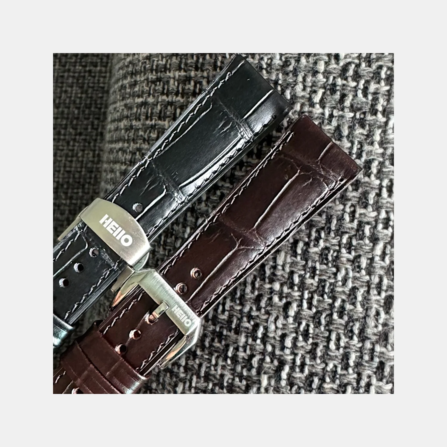 Men Croc Print Italian Leather Strap GRACE IN CROC99- ESPRESSO 22 MM - Image 7