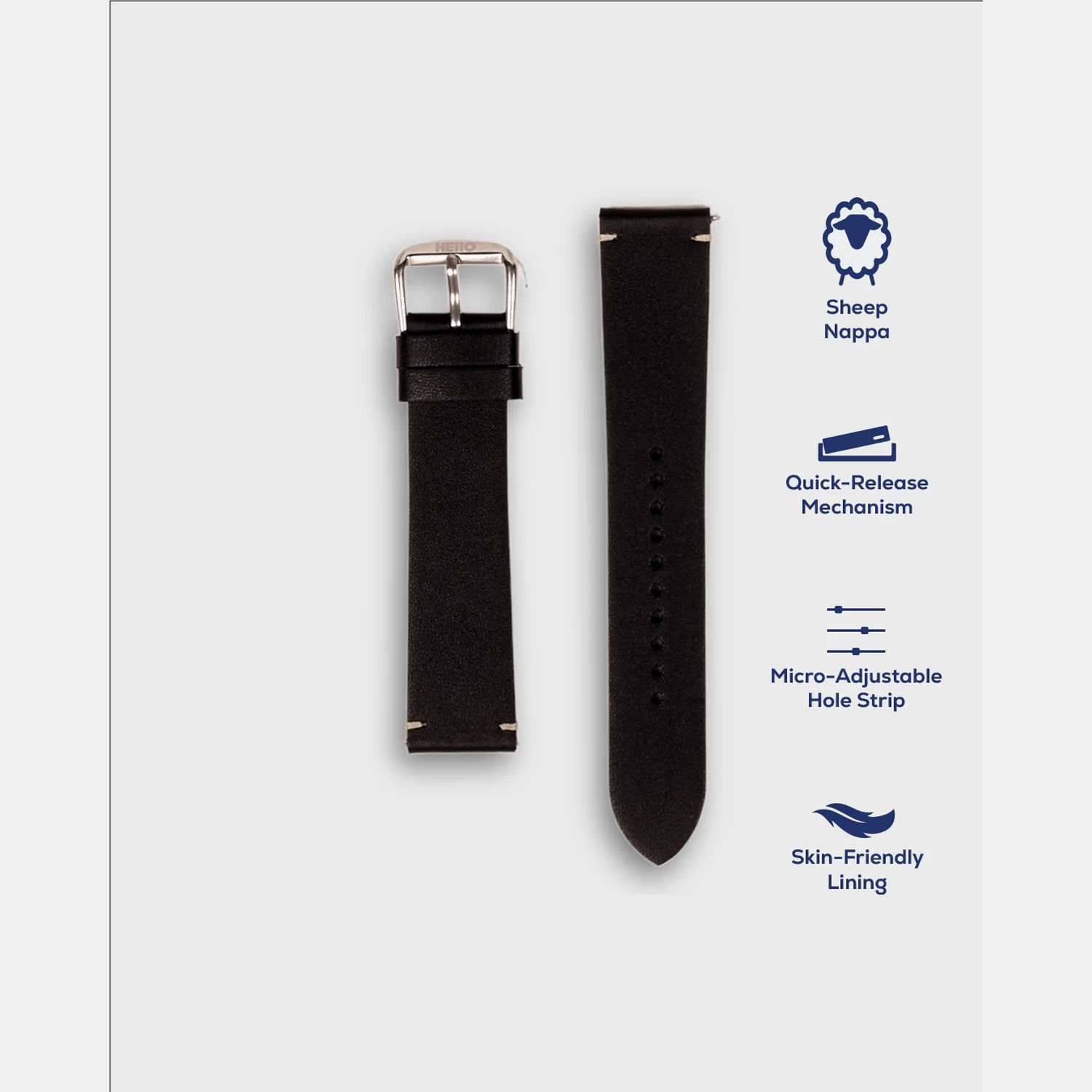 Men Sheep Nappa Leather Strap INTRO 2.0 DS - BLACK HAWK 22 MM - Image 4