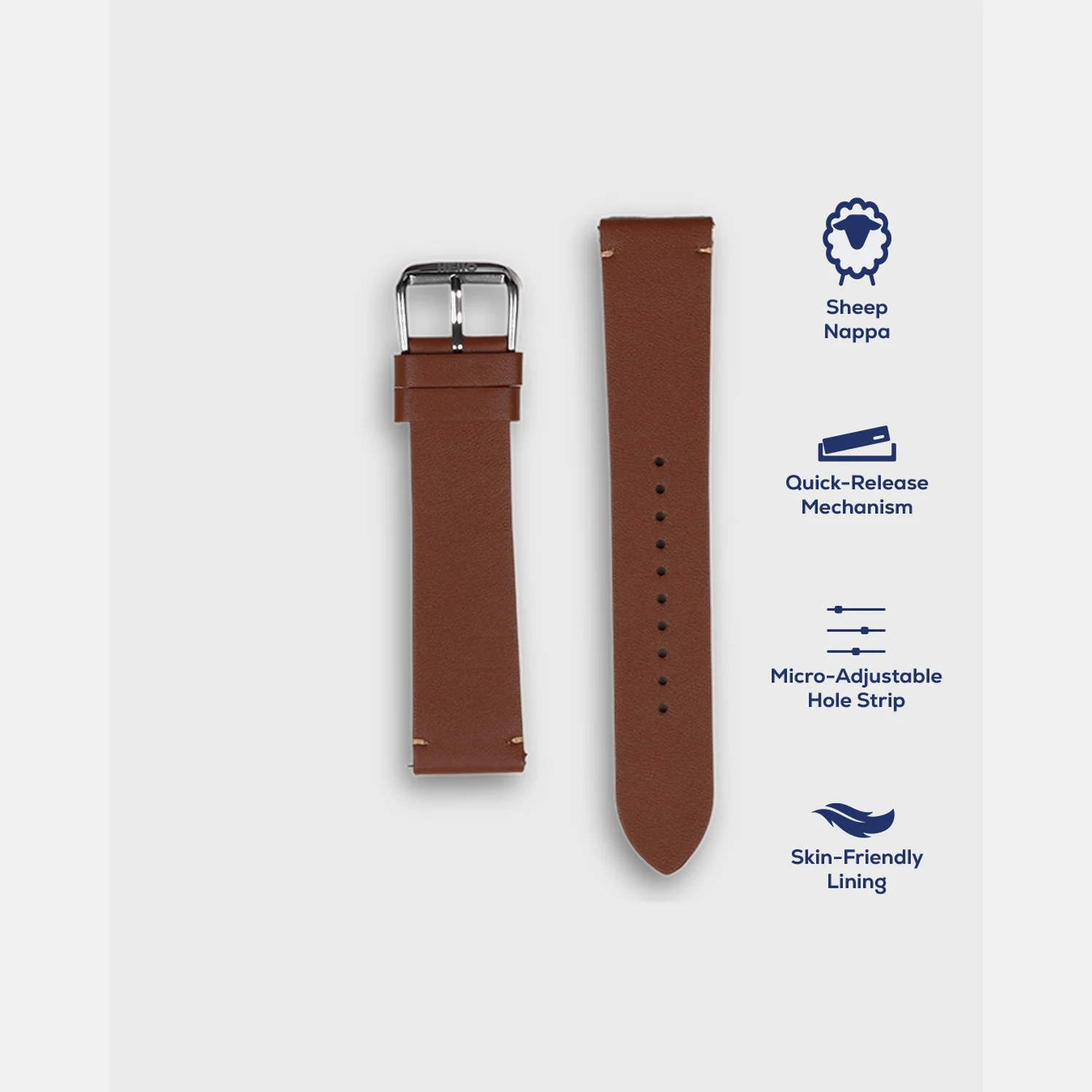 Men Sheep Nappa Leather Strap INTRO 2.0 DS- GINGERBREAD 20 MM - Image 3