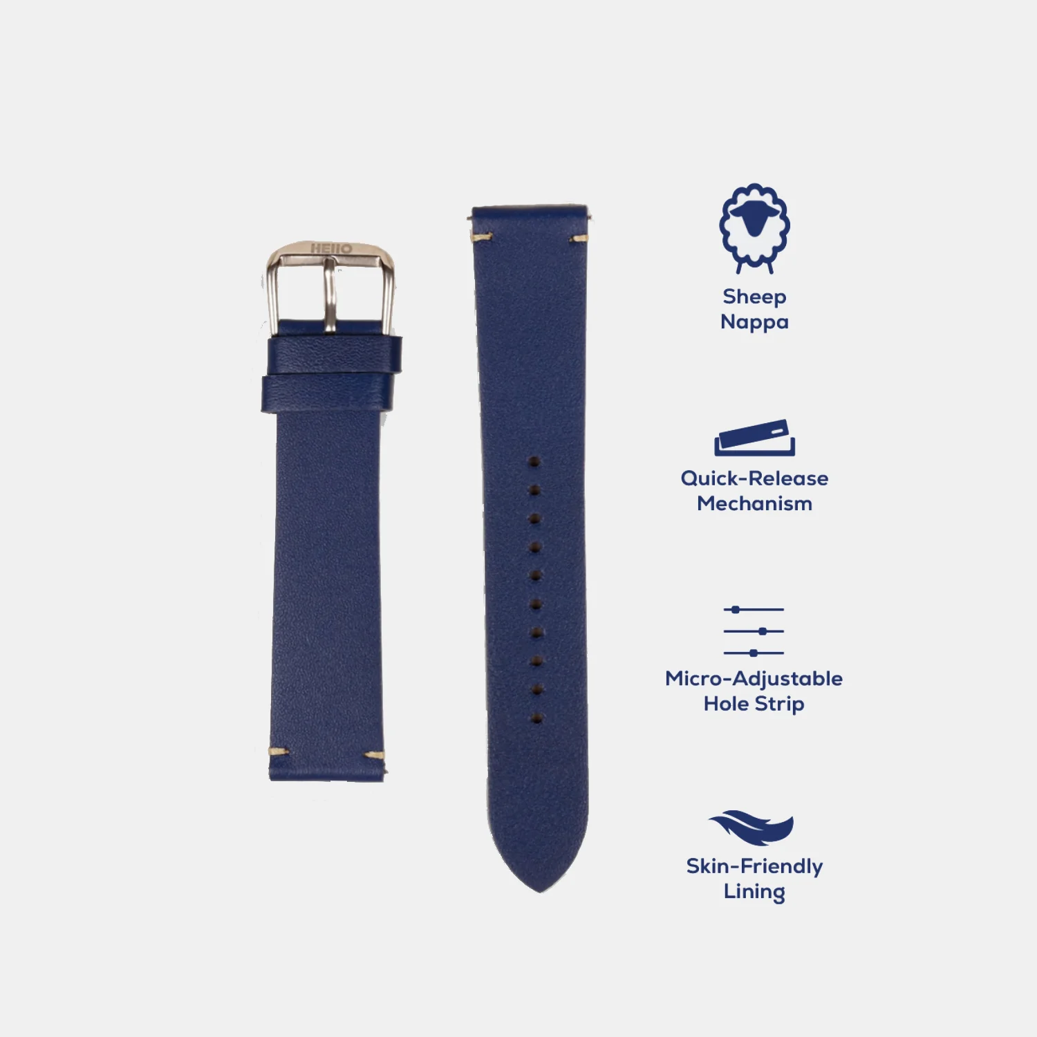Men Sheep Nappa Leather Strap INTRO 2.0 DS- VAN GOGH BLUE 22 MM - Image 4