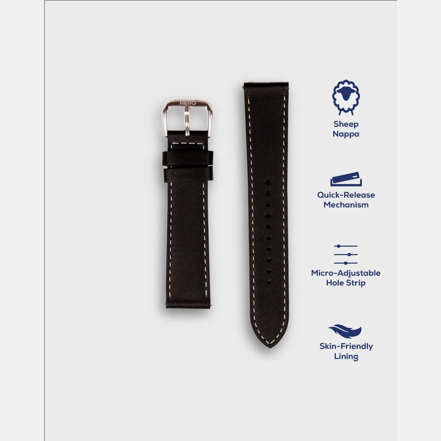Men Sheep Nappa Leather Strap INTRO 2.0 PS - BLACK HAWK 20 MM - Image 4