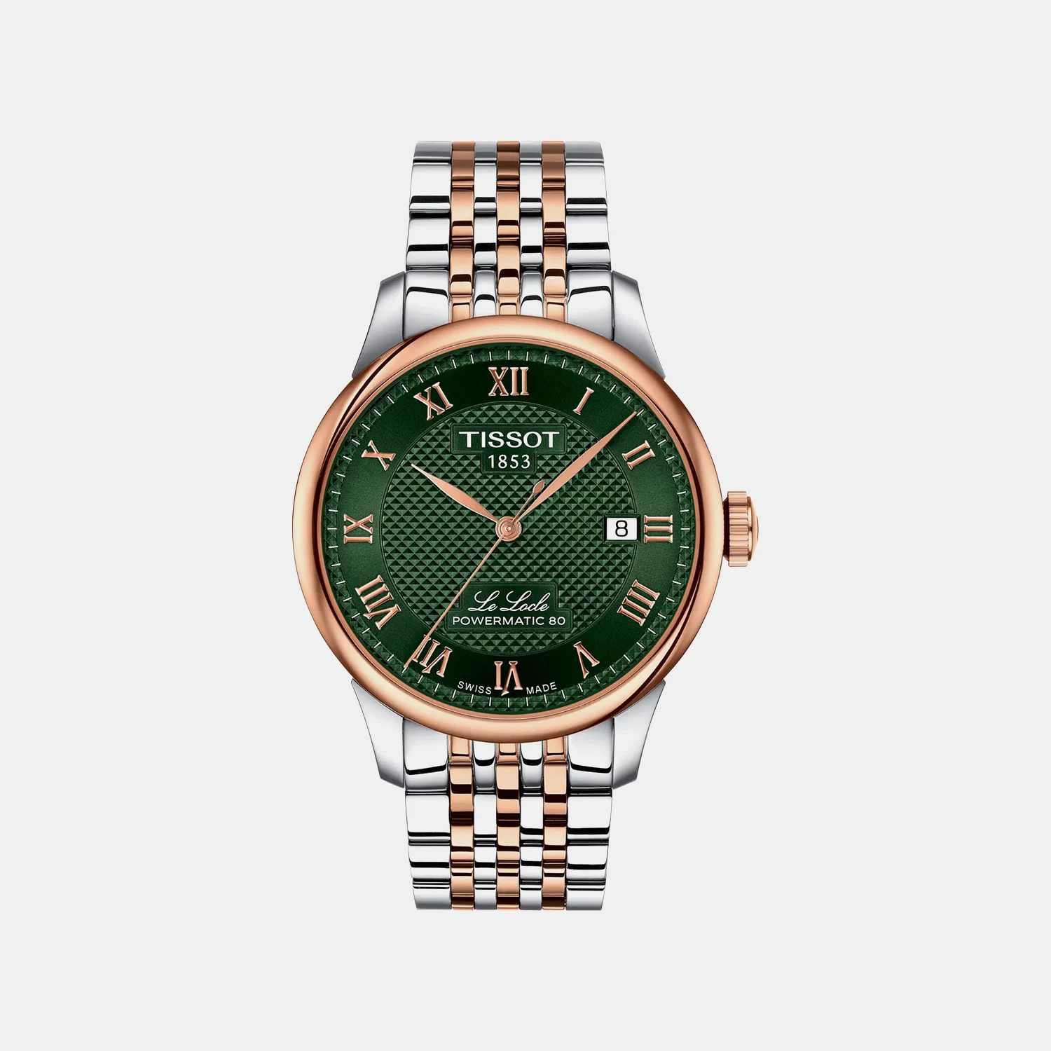 Le Locle Men Green Dial Analog Stainless Steel Watch T0064072209301