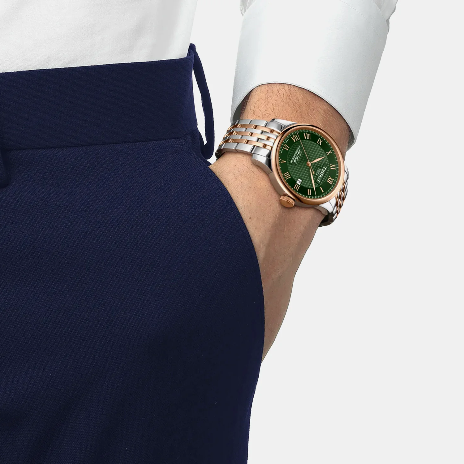 Le Locle Men Green Dial Analog Stainless Steel Watch T0064072209301 - Image 6