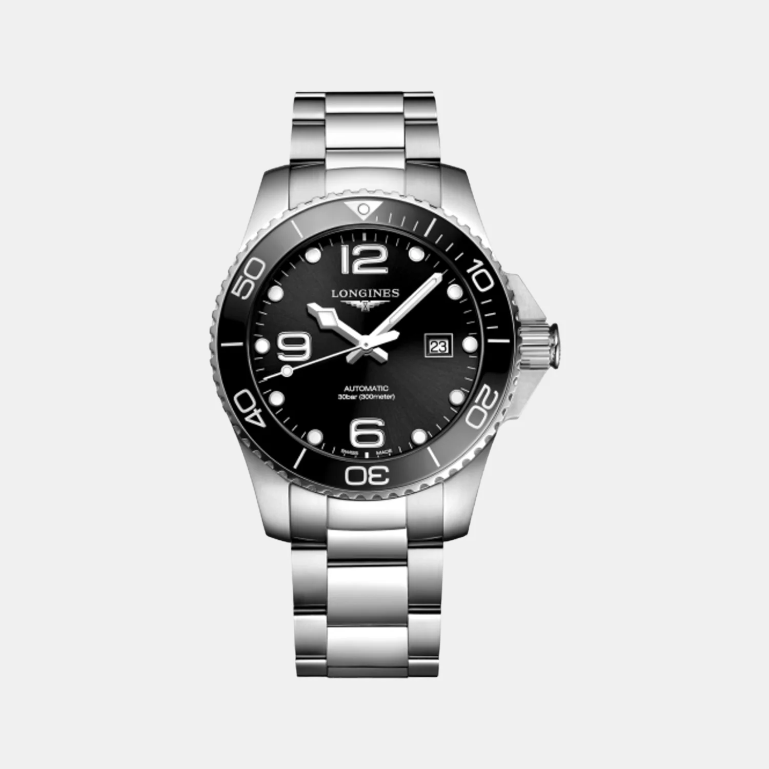 Hydroconquest Men Quartz Black Dial Analog Stainless Steel Watch L37824566 - Image 2