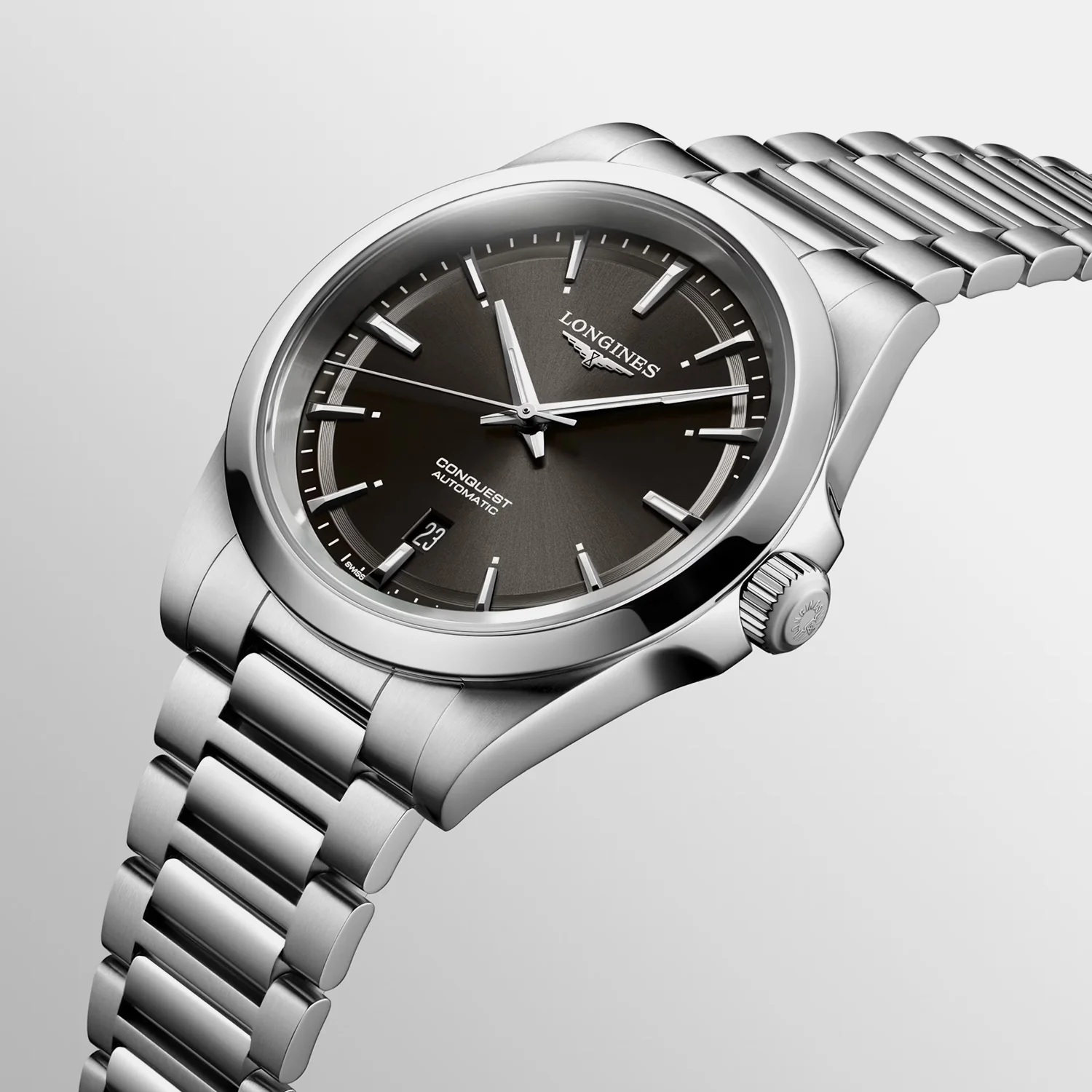 Men Automatic Grey Dial Analog Stainless Steel Watch L38304526 - Image 2