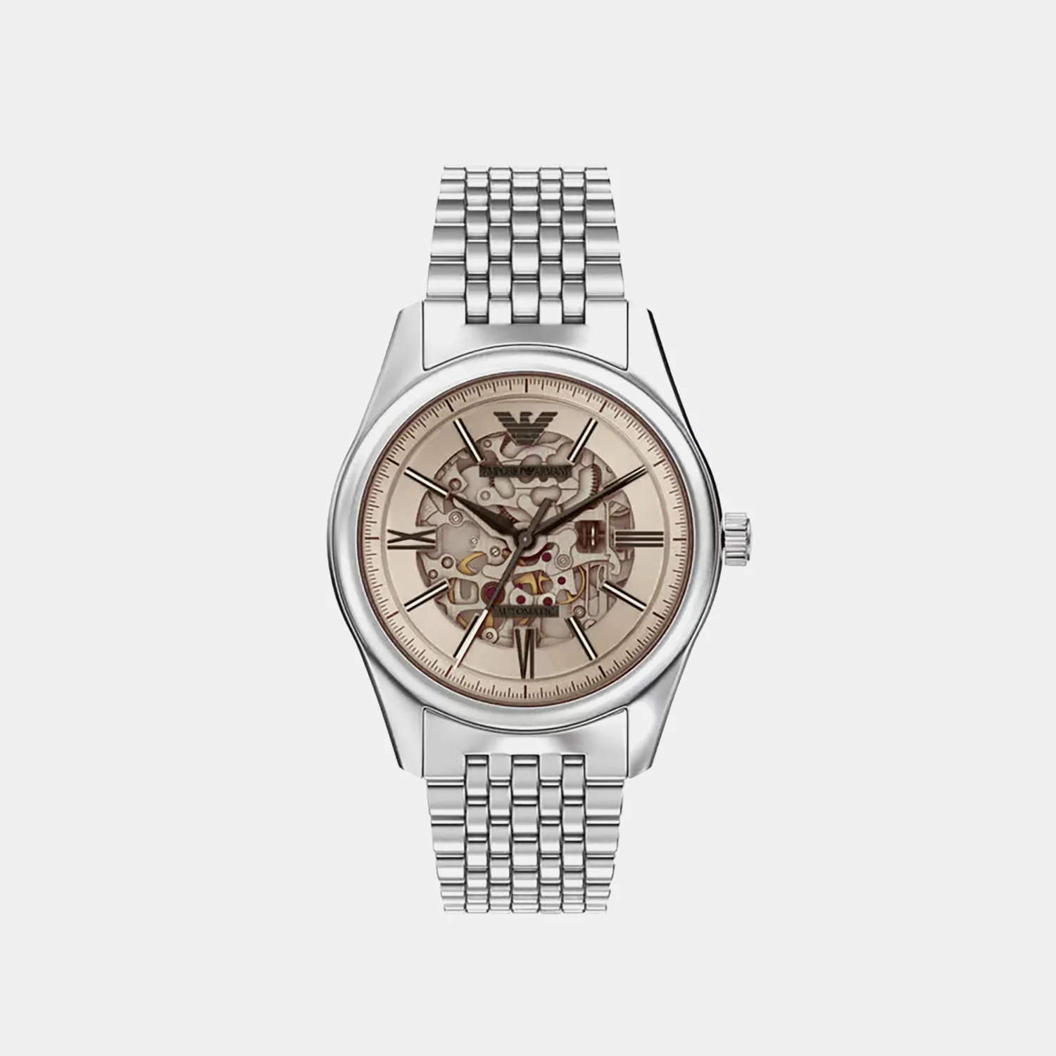 Men Automatic Beige Dial Analog Stainless Steel Watch AR60095