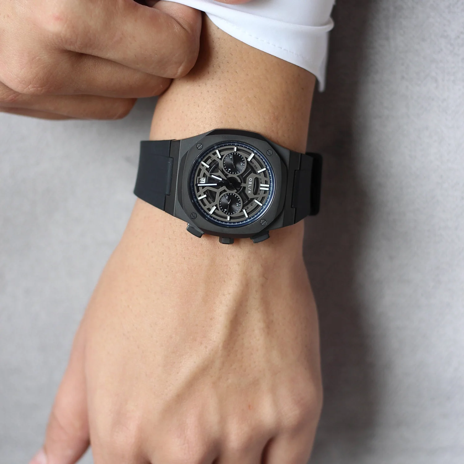 Men Quartz Black Dial Analog Stainless Steel Watch Geome Sport Stealth-rubber - Image 5