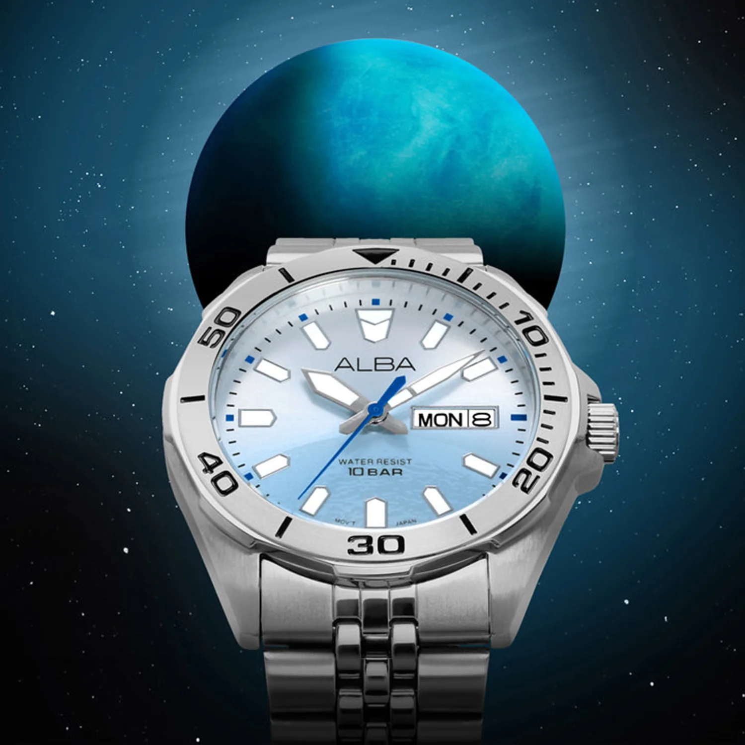 Men Quartz Blue Gradient Dial Analog Stainless Steel Watch AV3587X1 - Image 5