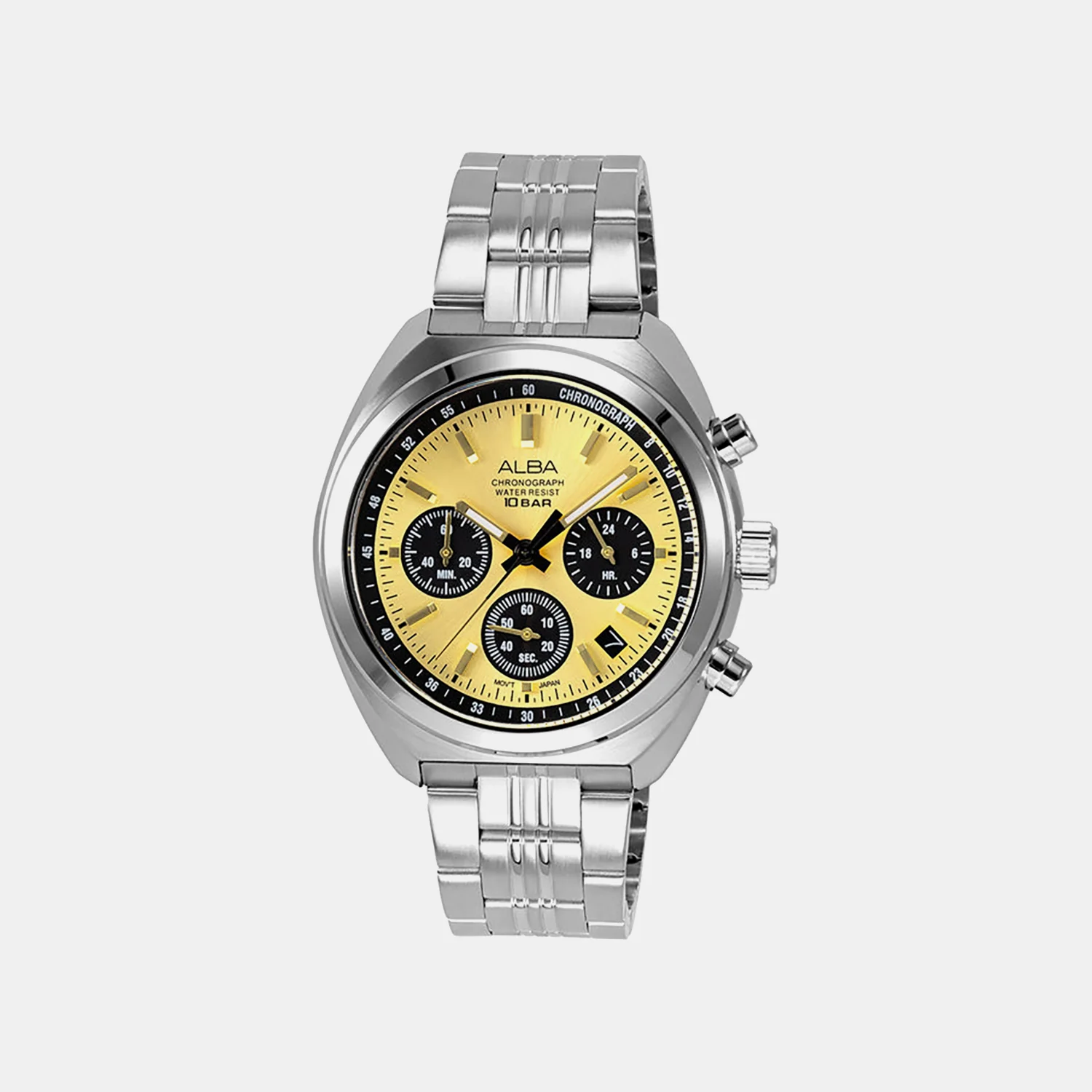 Men Quartz Gold Dial Chronograph Stainless Steel Watch AT3K01X1
