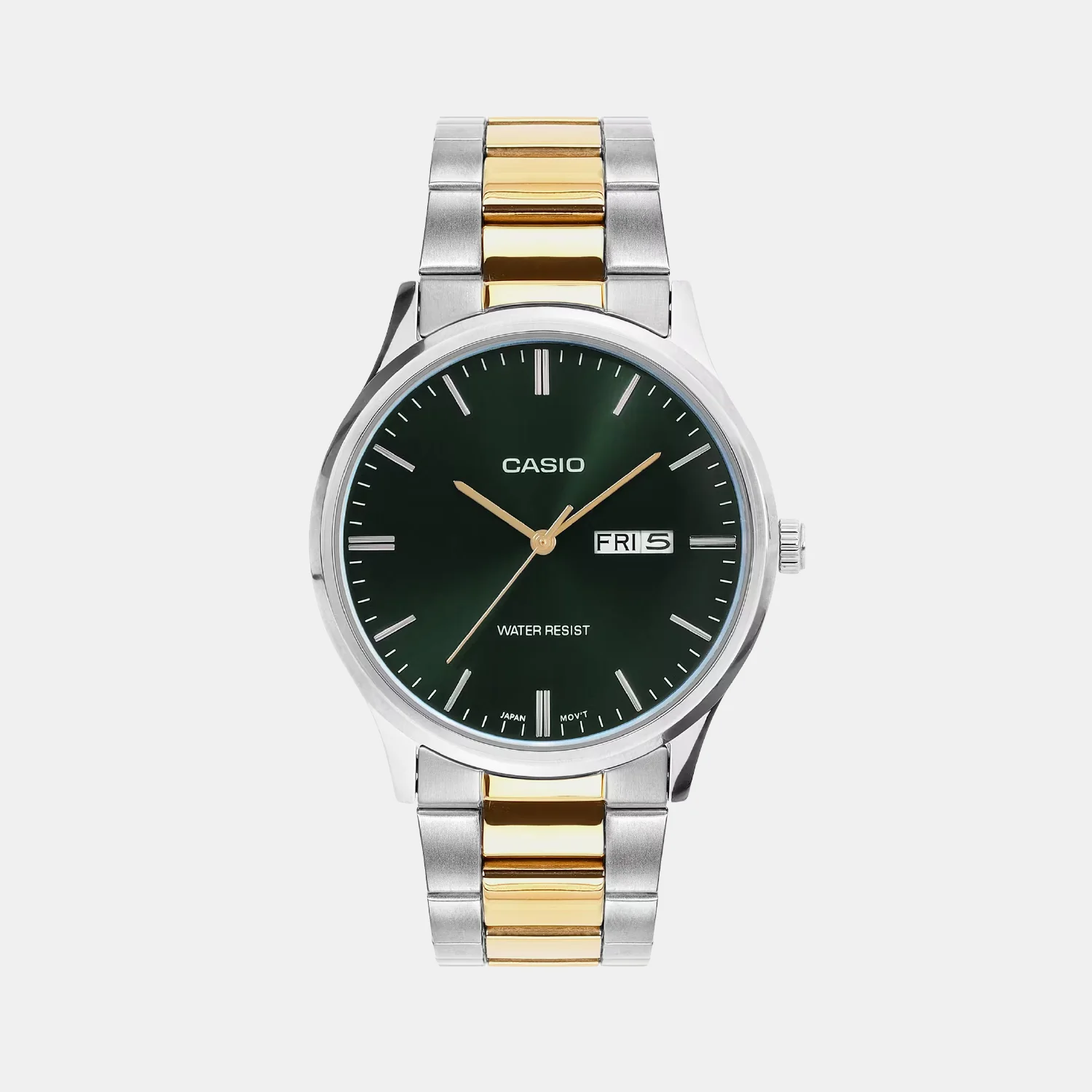 Men Quartz Green Dial Analog Stainless Steel Watch A2518