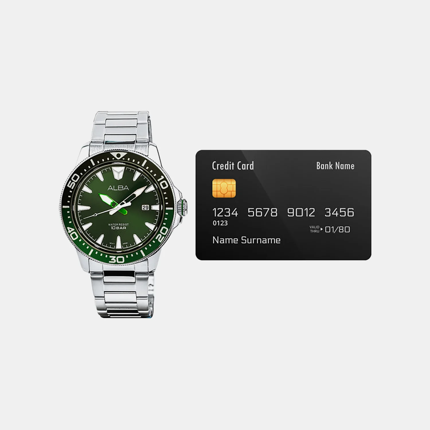 Men Quartz Green Dial Analog Stainless Steel Watch AS9T93X1 - Image 5