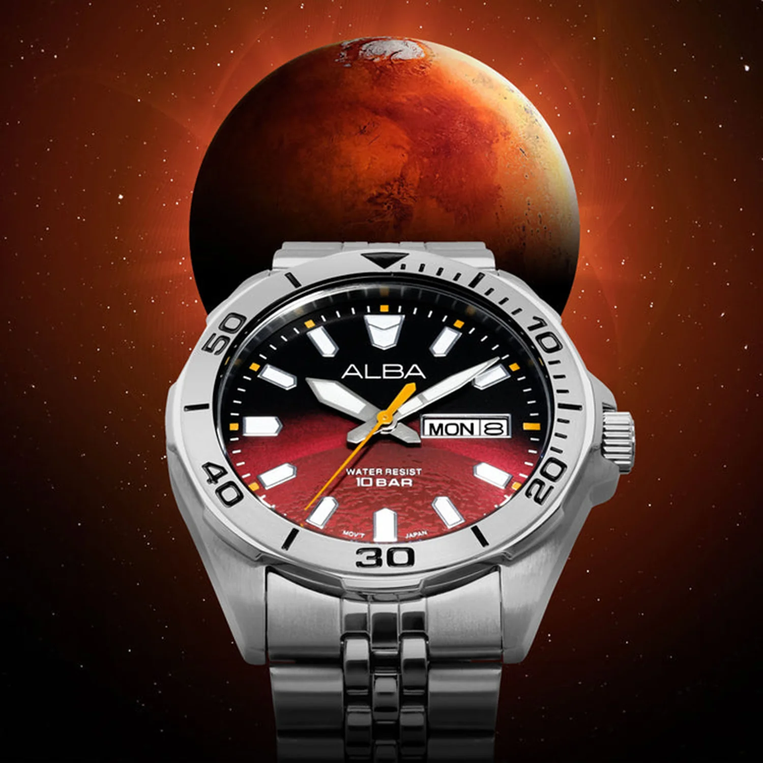 Men Quartz Red Gradient Dial Analog Stainless Steel Watch AV3581X1 - Image 5