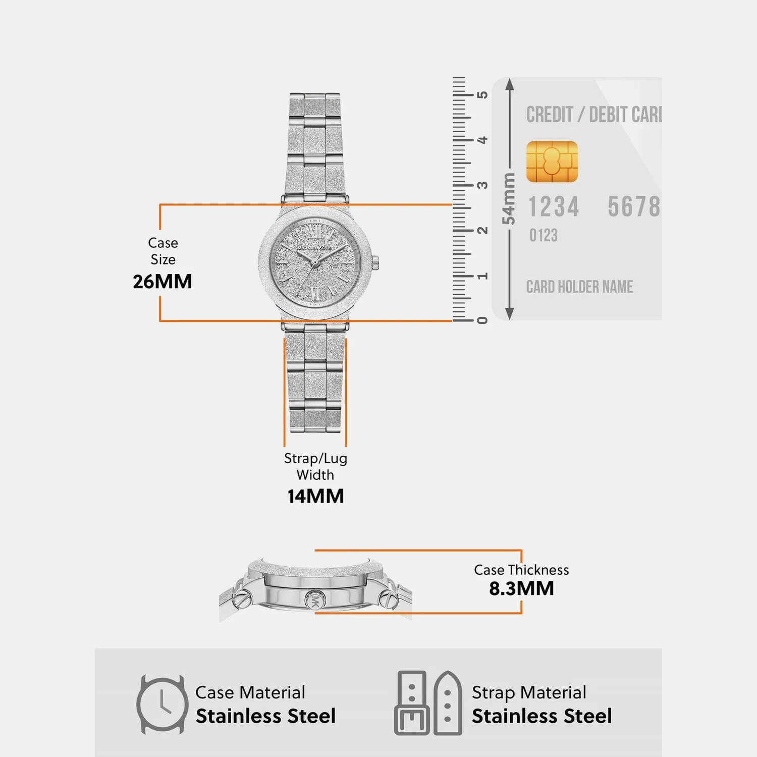 Billie Women Quartz Silver Dial Analog Stainless Steel Watch MK7555 - Image 7
