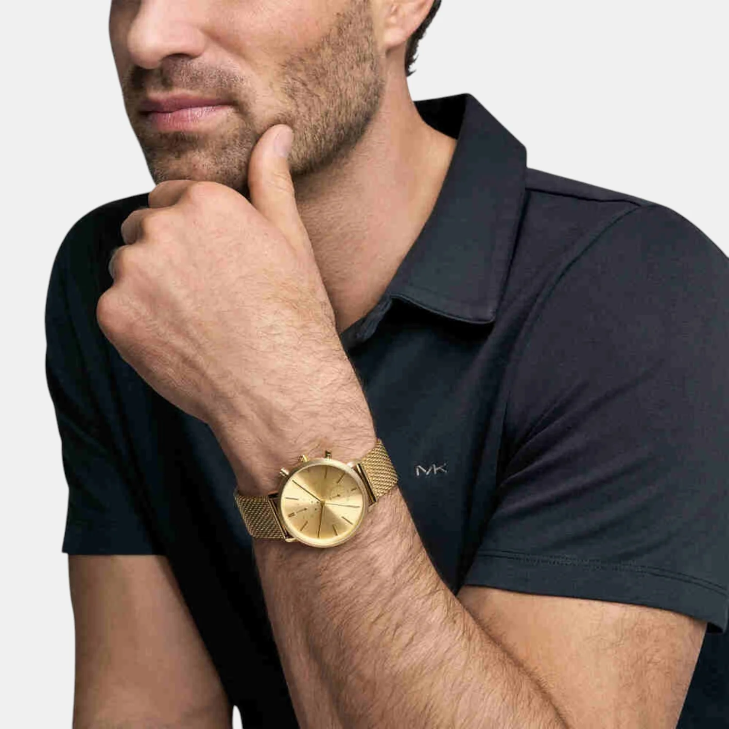 Blake Men Quartz Gold Dial Chronograph Stainless Steel Watch MK9210 - Image 7