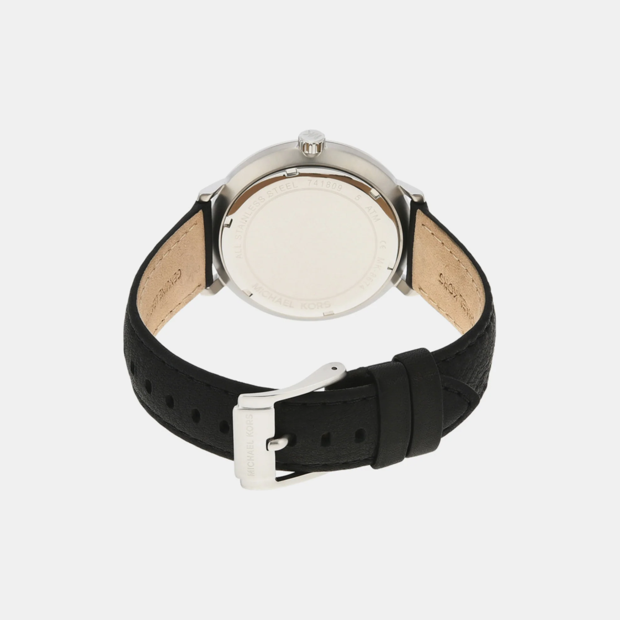 Blake Men Quartz Silver Dial Analog Leather Watch MK8674 - Image 3