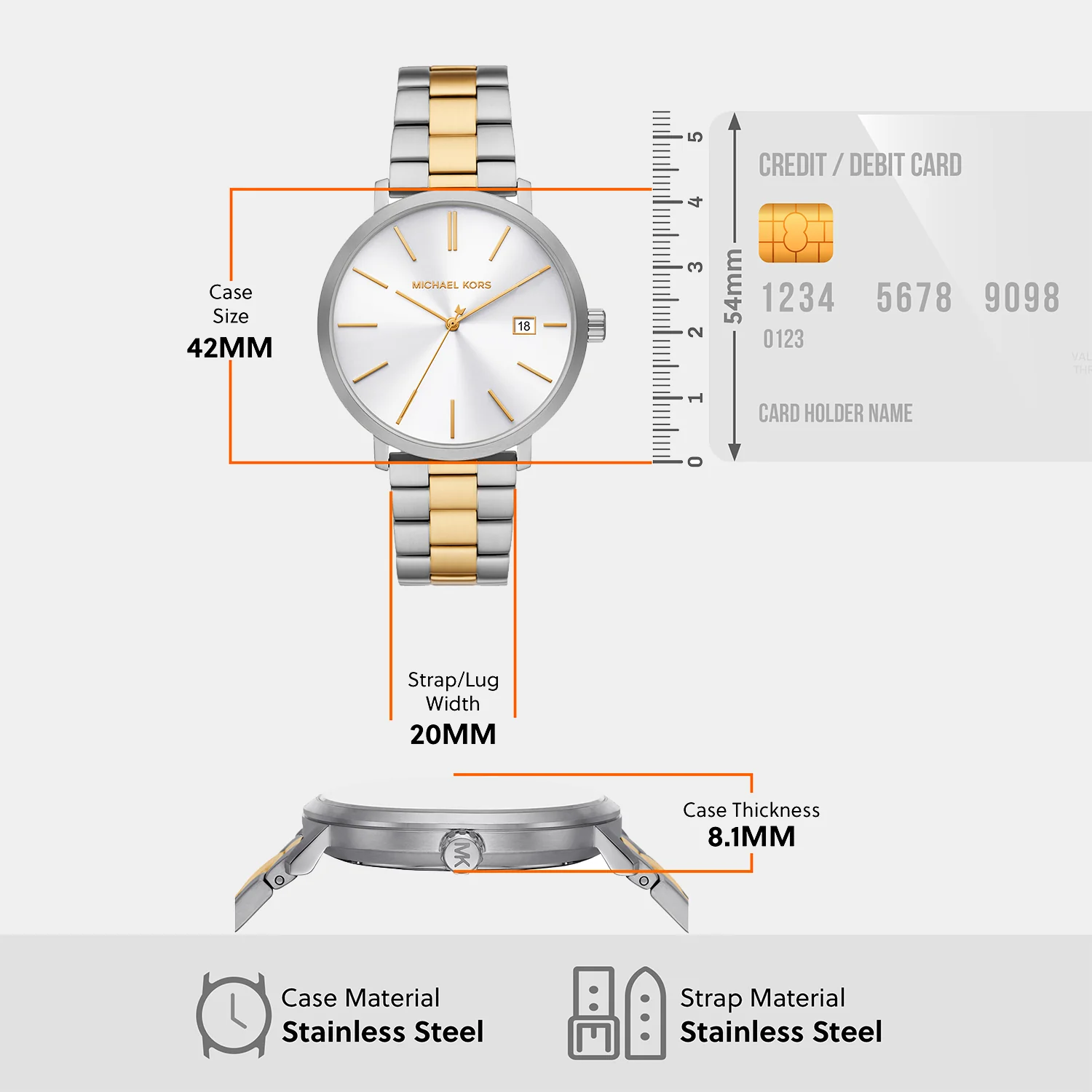 Blake Men Quartz White Dial Analog Stainless Steel Watch MK9134 - Image 7
